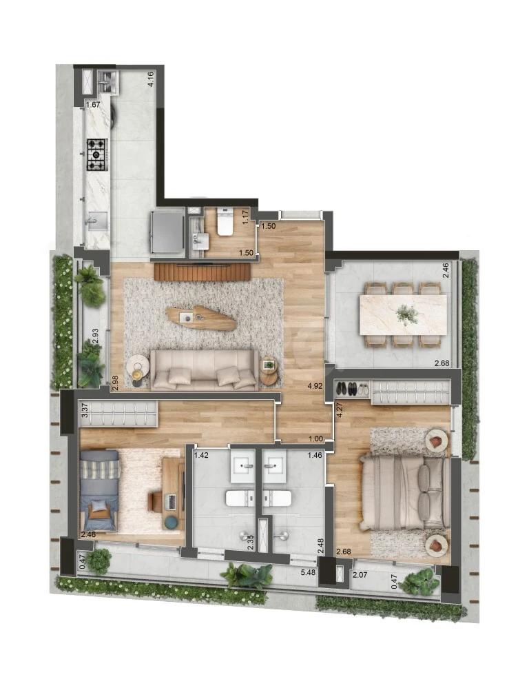 Planta — Apartamento 89,79 m²