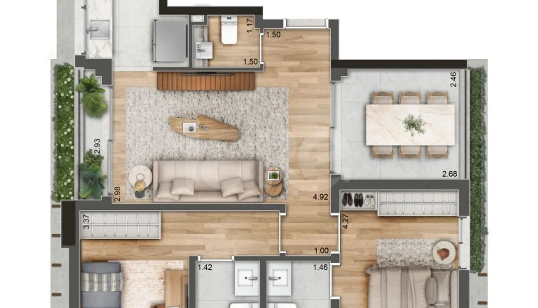 Planta — Apartamento 89,79 m²