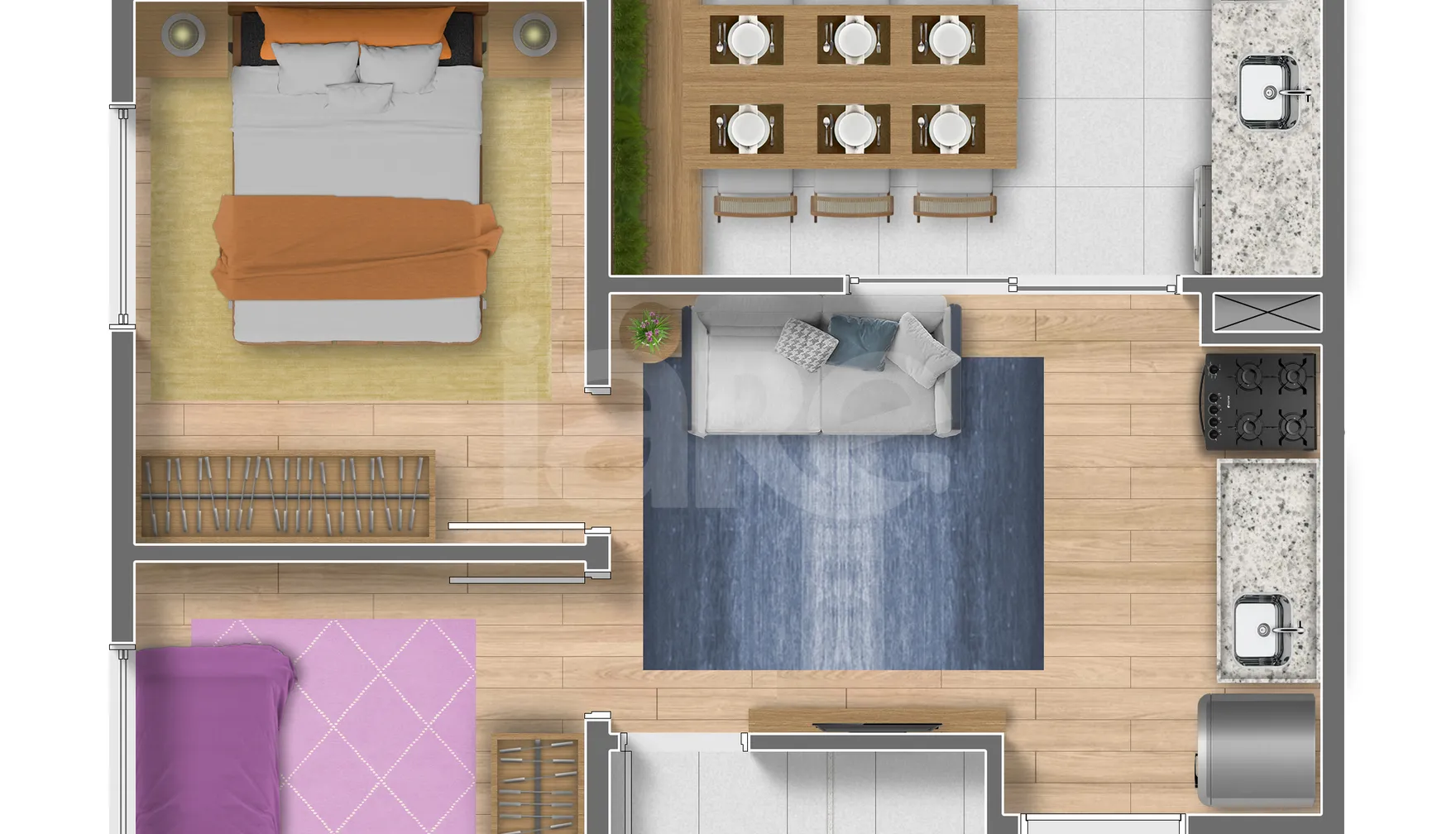 Planta — Apartamento 36,06 m²