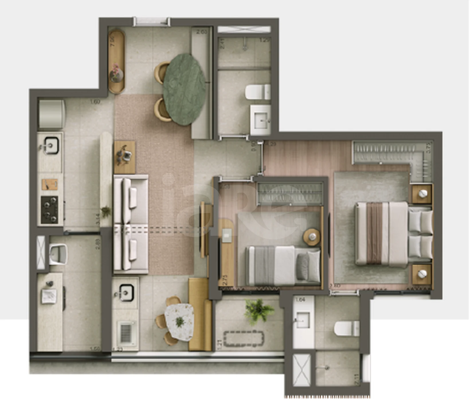 Planta — Apartamento 68,27 m²