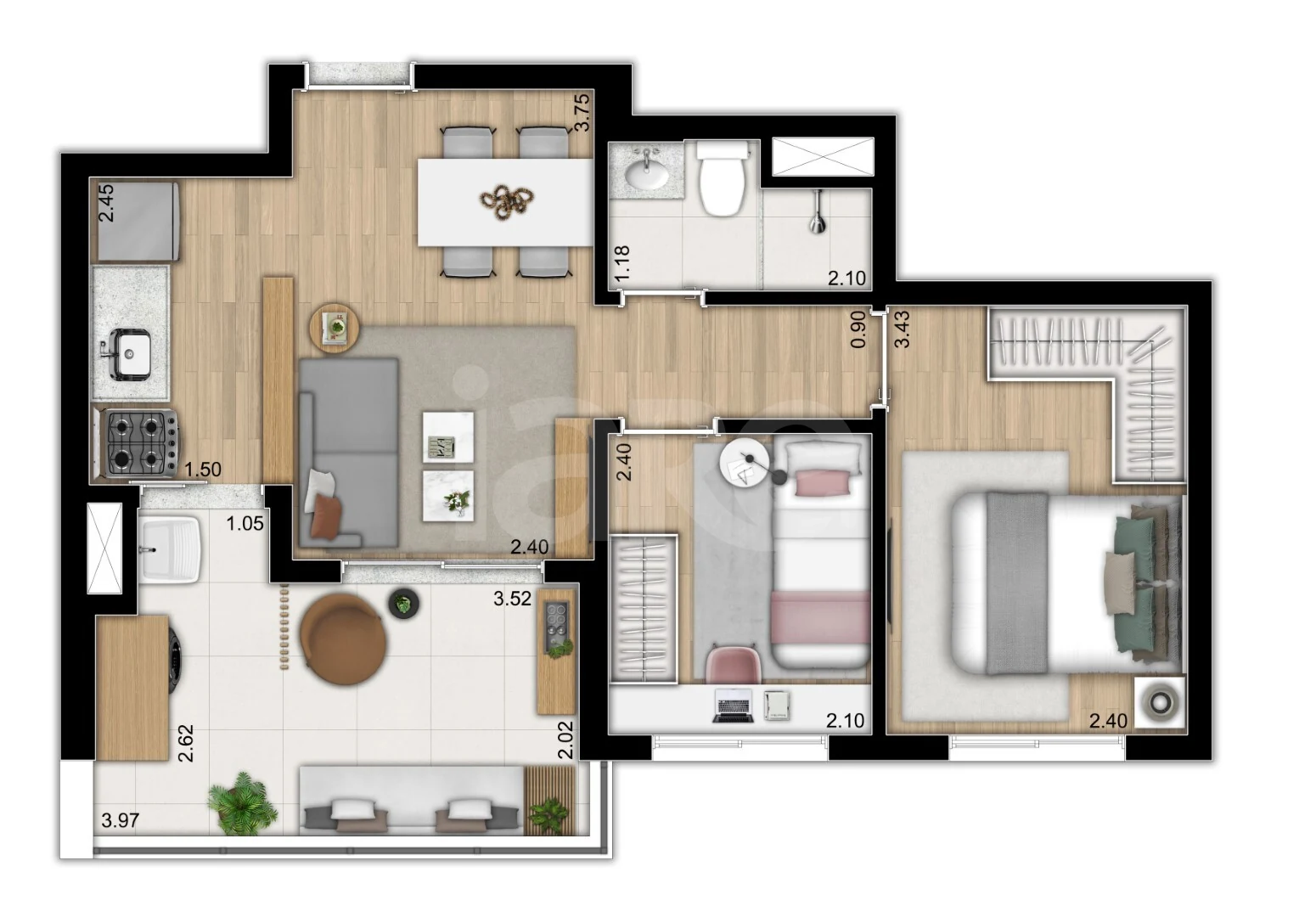 Planta — Apartamento 46,73 m²