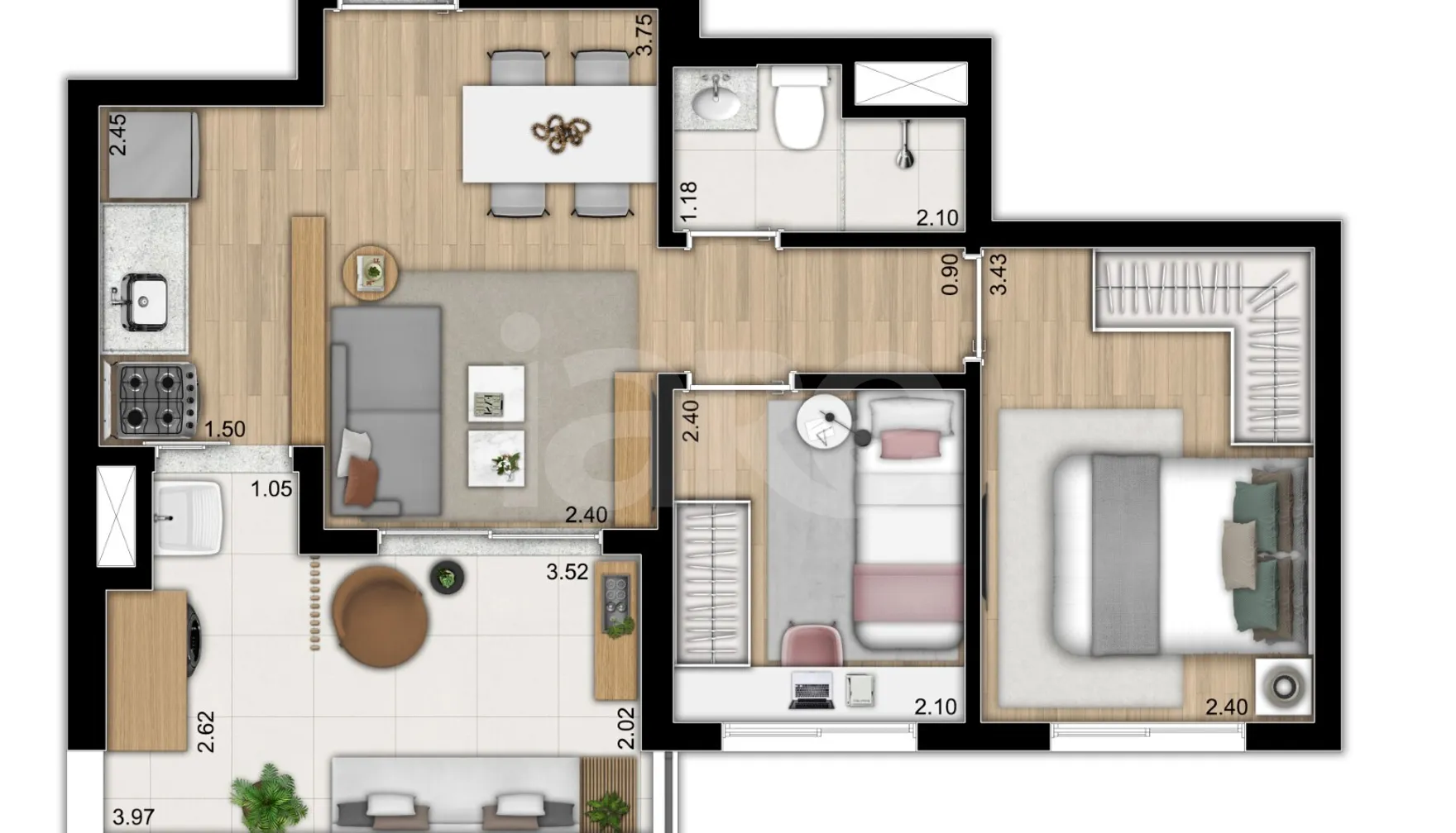 Planta — Apartamento 46,73 m²