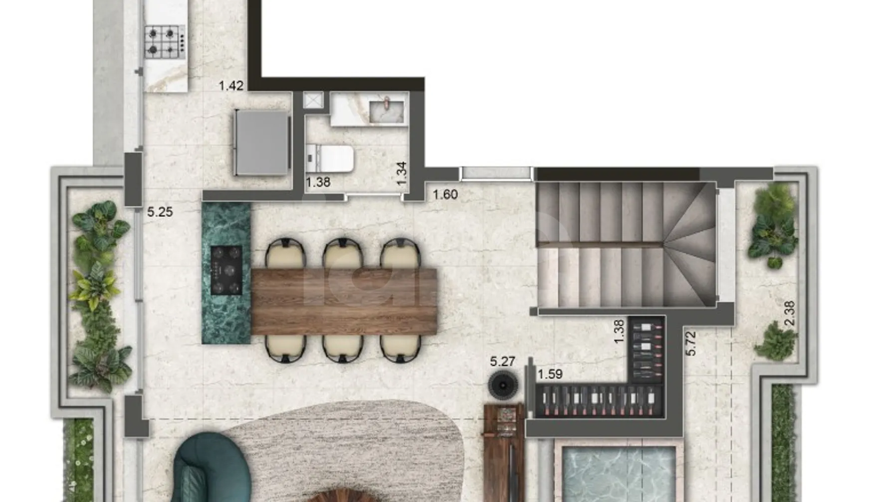 Planta — Cobertura Duplex 182,34 m²