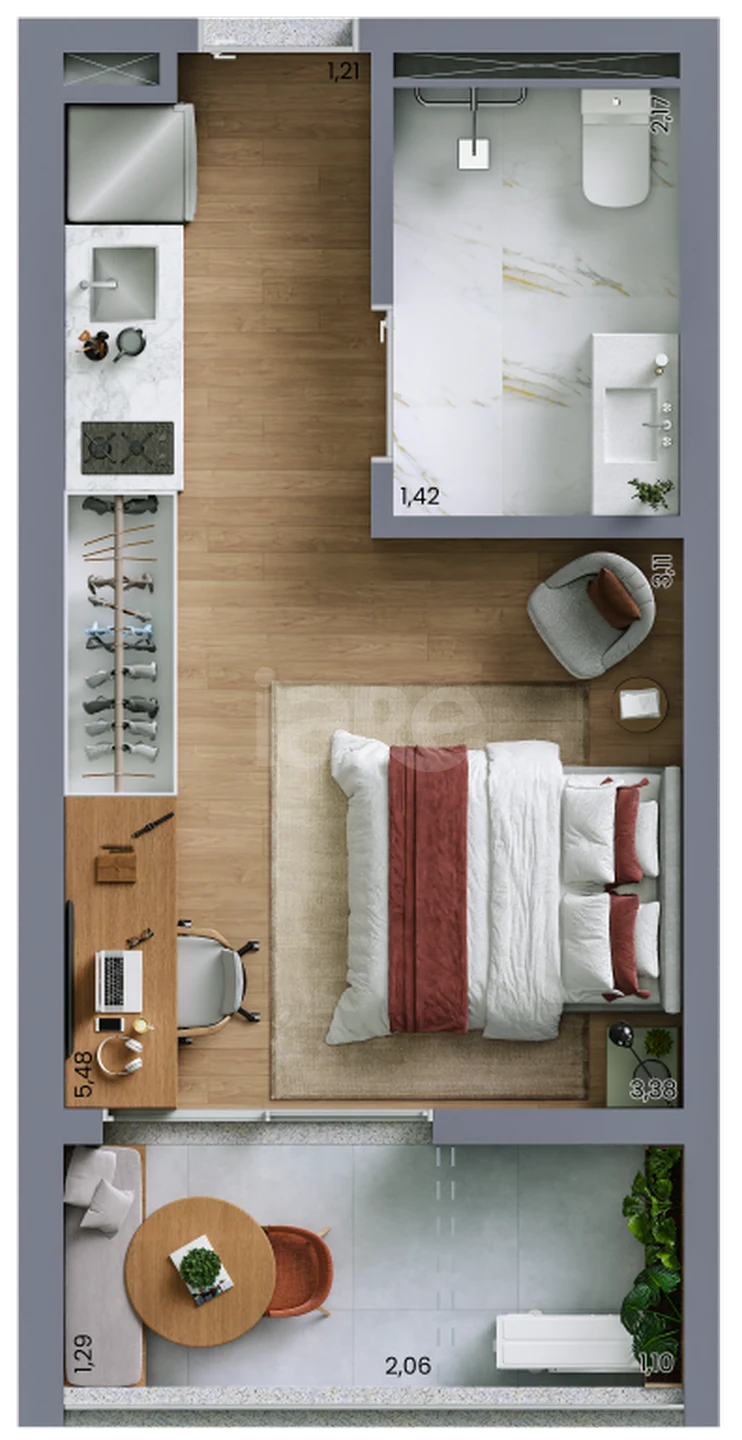 Planta — Studio 27,31 m²