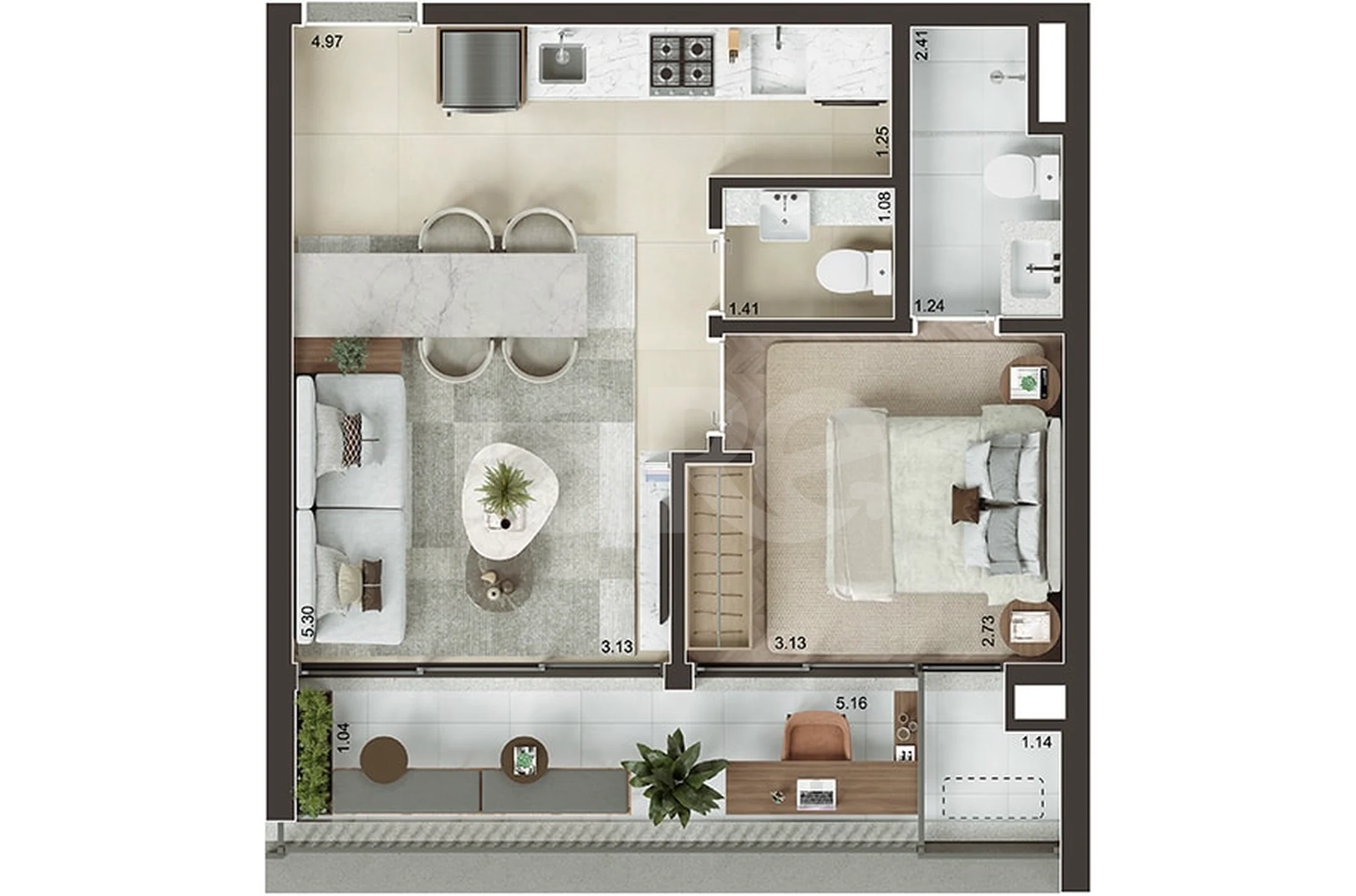 Planta — Apartamento 46,74 m²