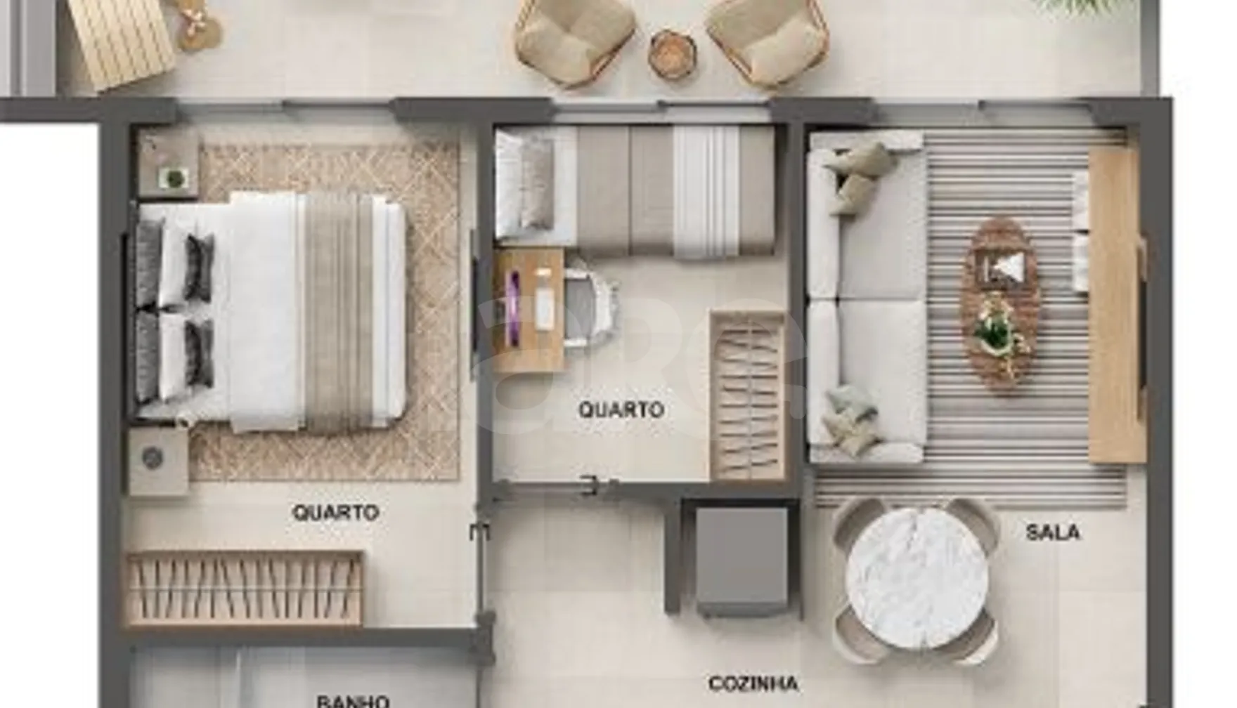 Planta — Apartamento 53,3 m²