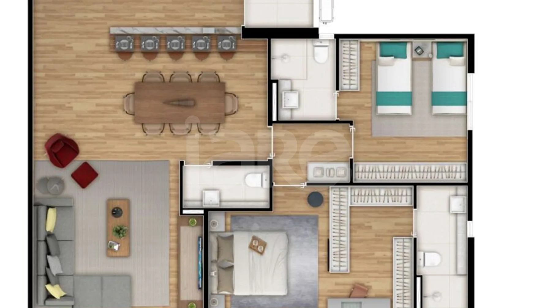 Planta — Apartamento 72,69 m²
