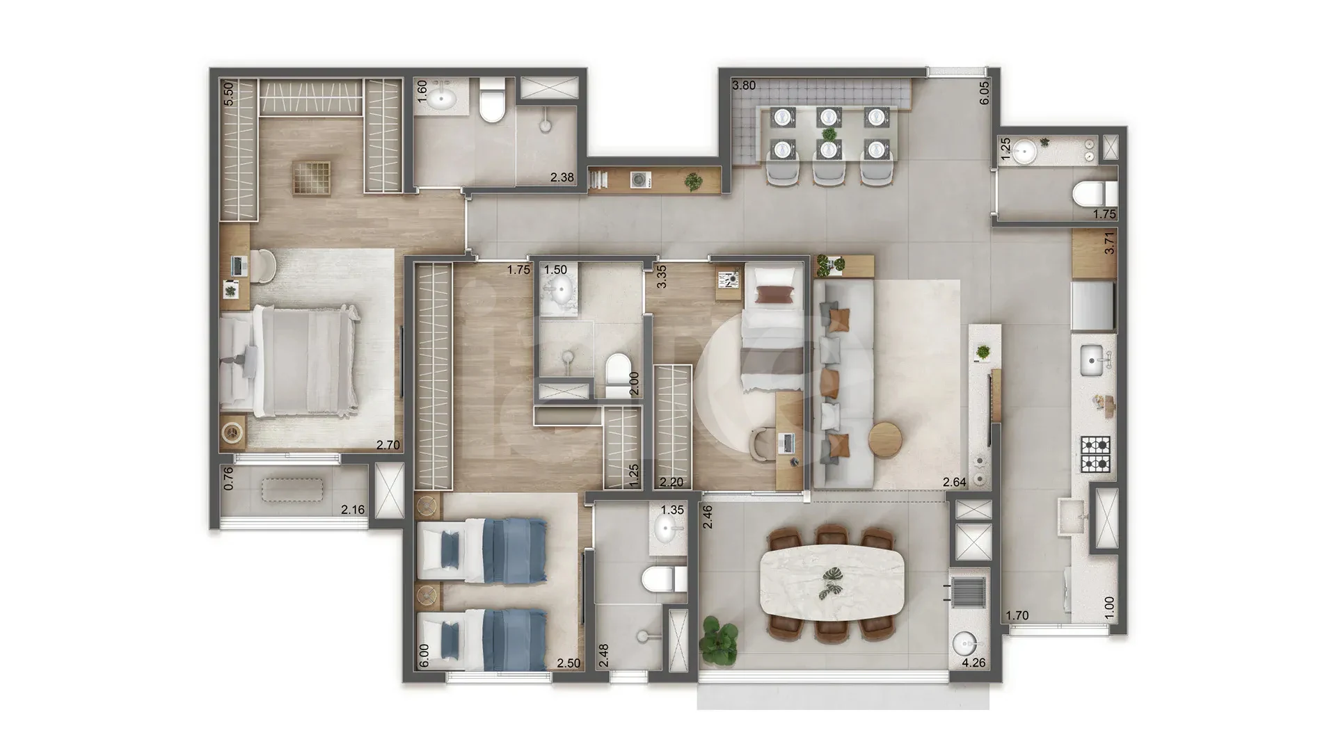 Planta — Apartamento 106,39 m²