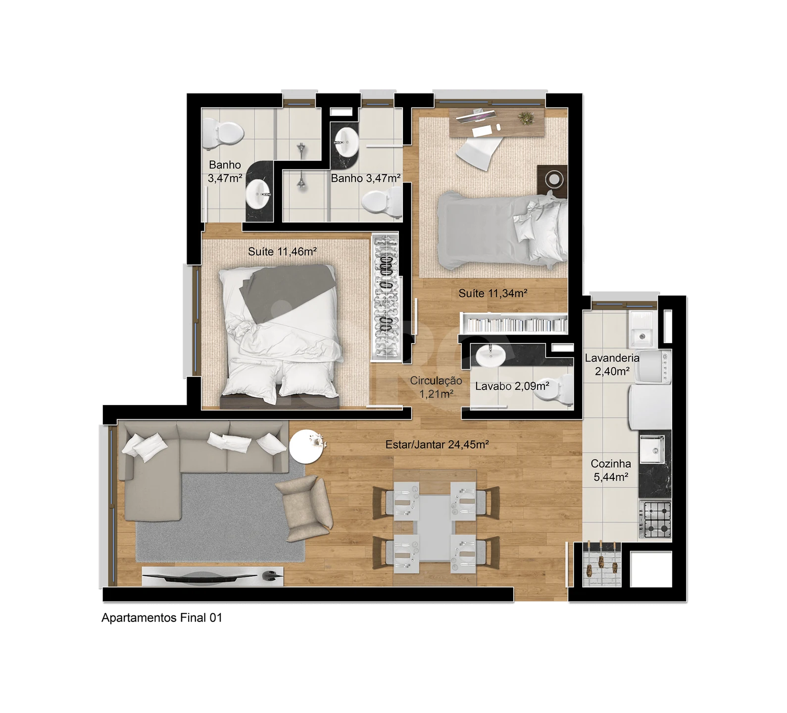 Planta — Apartamento 78,4 m²