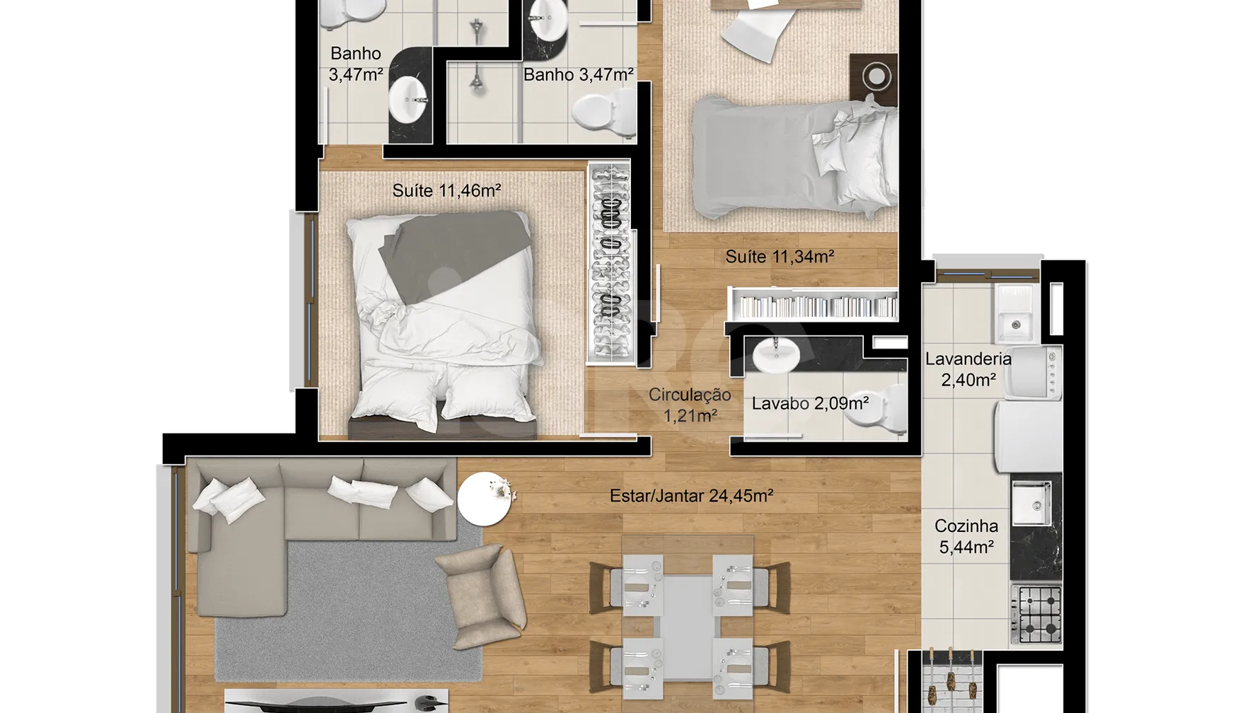 Planta — Apartamento 78,4 m²