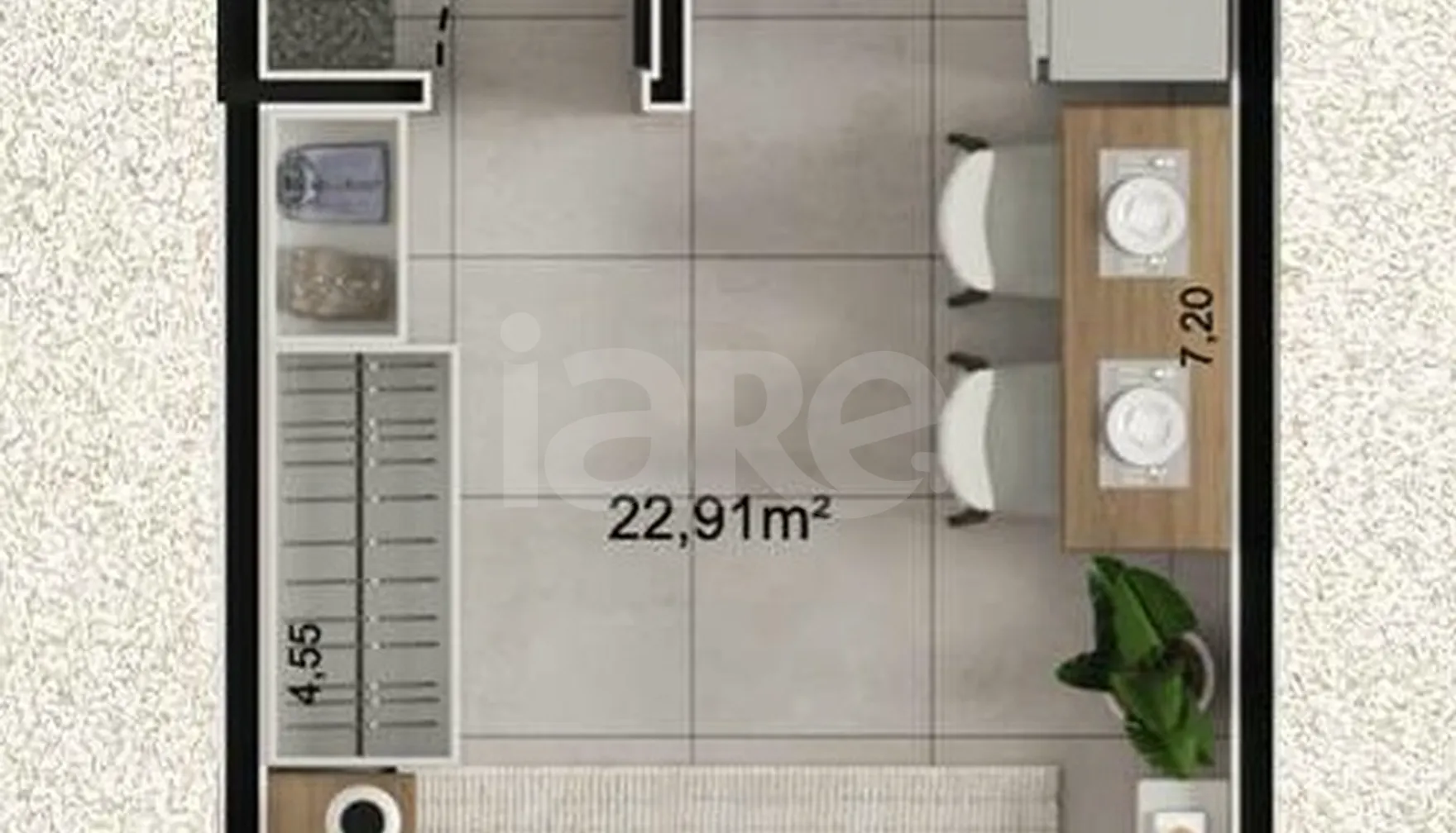 Planta — Studio 22,91 m²
