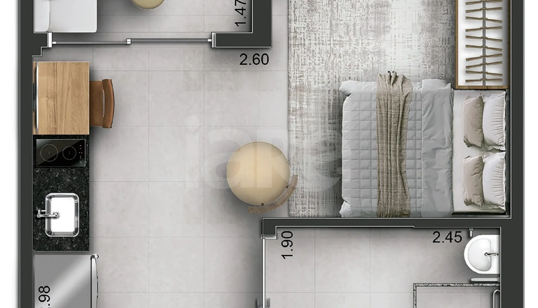 Planta — Studio 29,9 m²