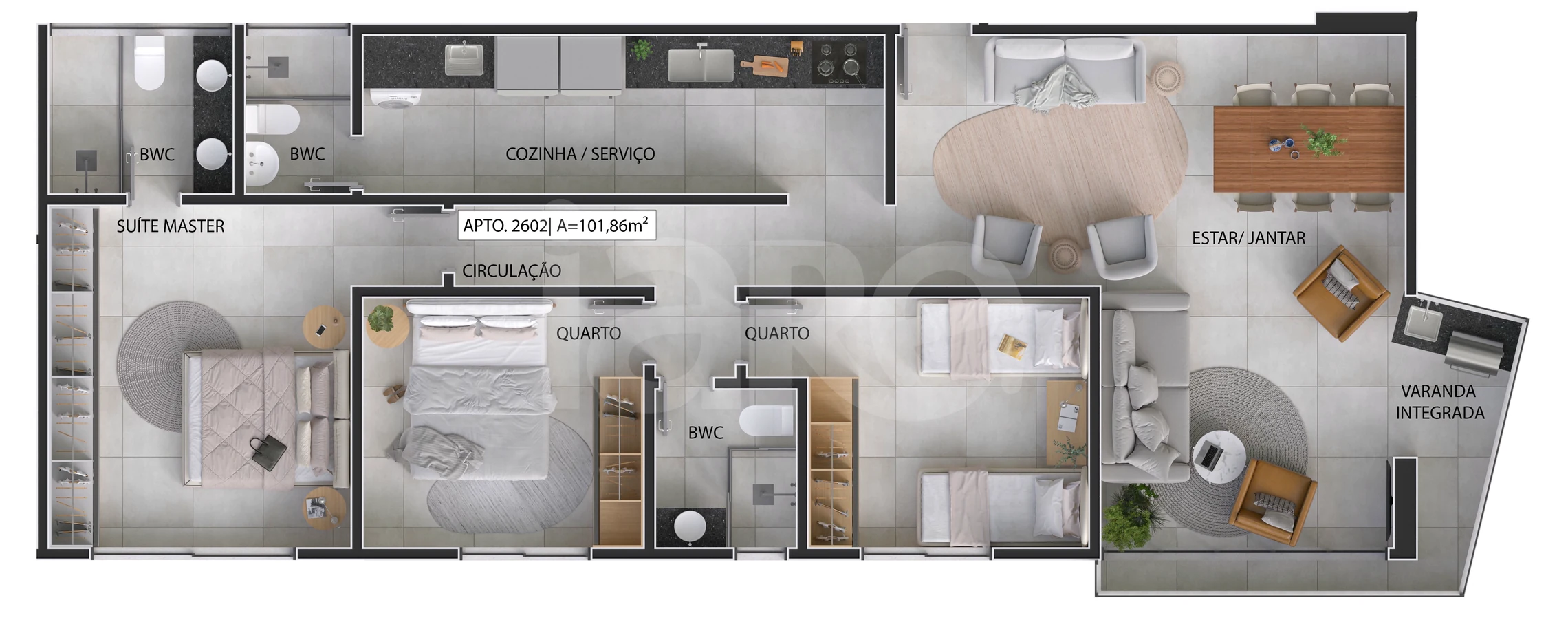 Planta — Apartamento 101,86 m²