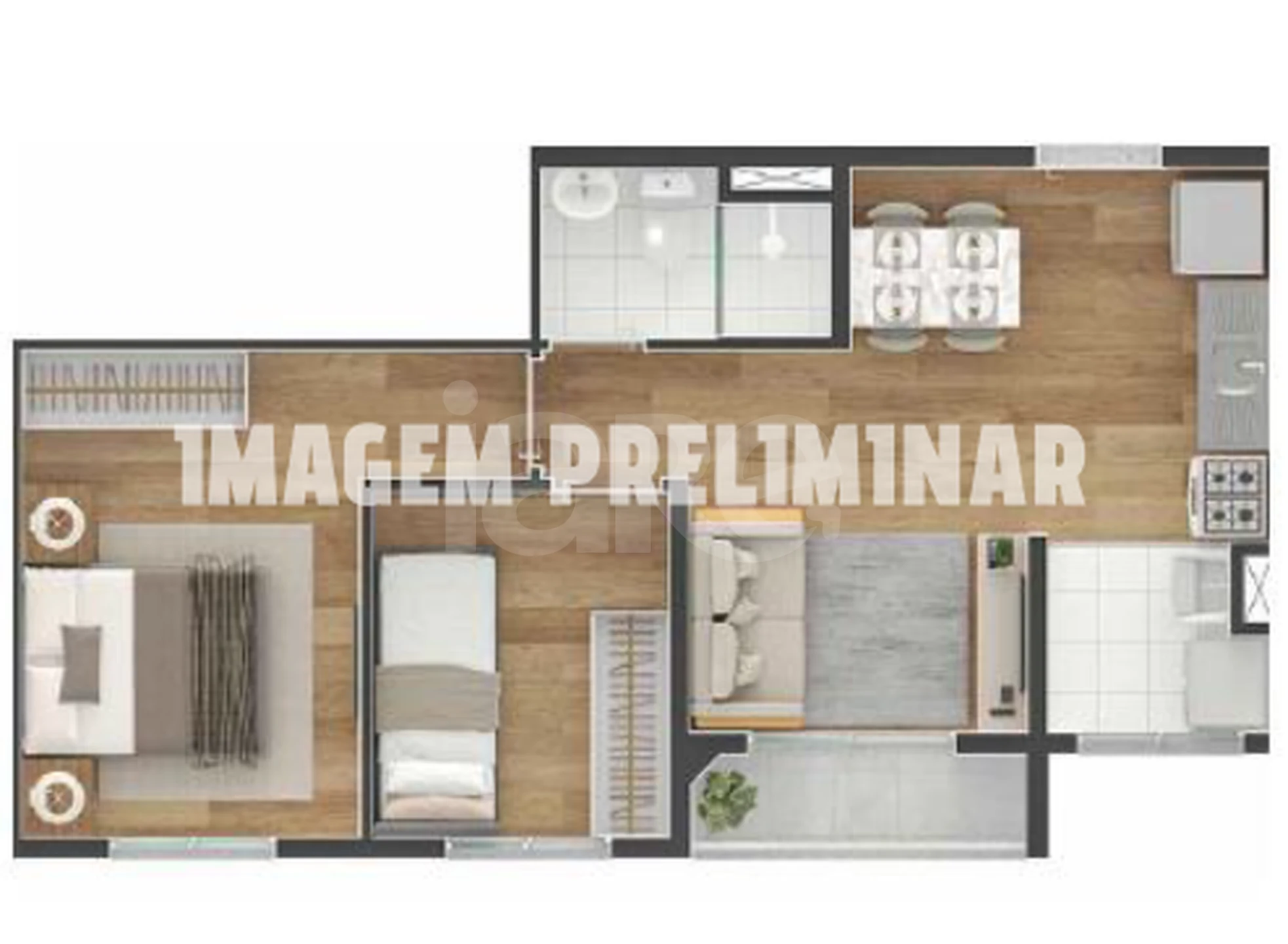 Planta — Apartamento 37,19 m²