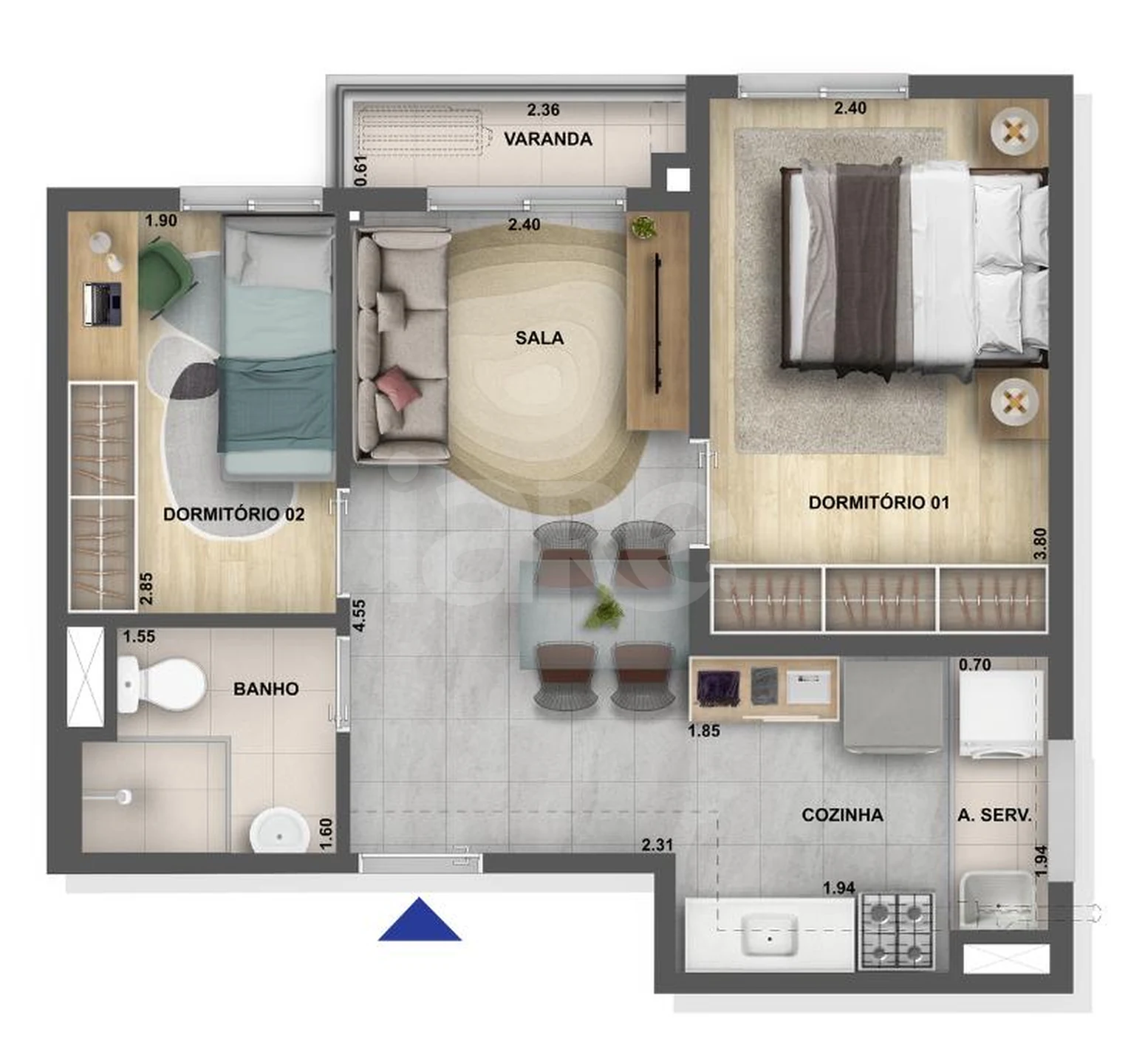 Planta — Apartamento 41,19 m²