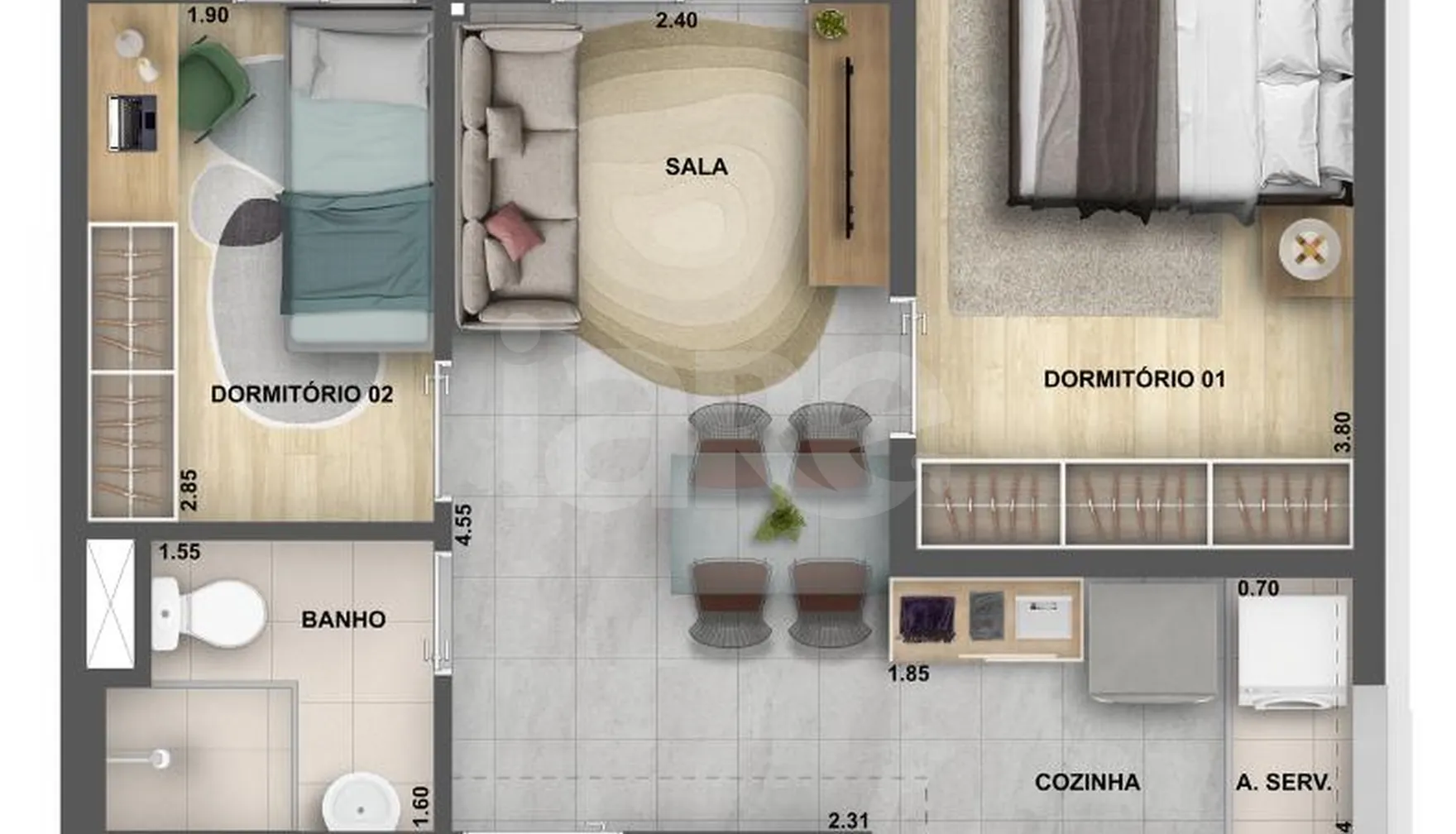Planta — Apartamento 41,19 m²