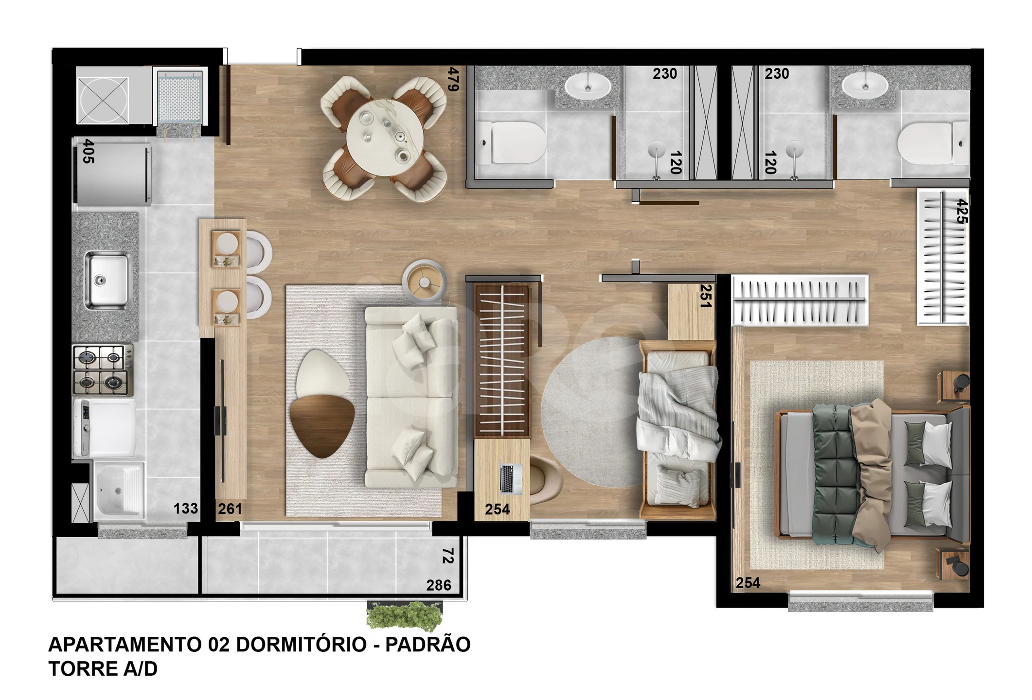Planta — Apartamento 52,31 m²