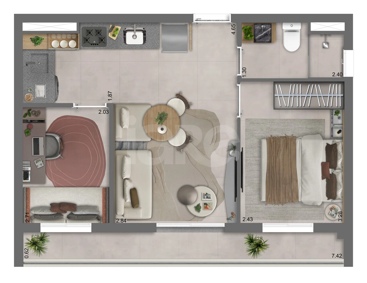 Planta — Apartamento 44,84 m²