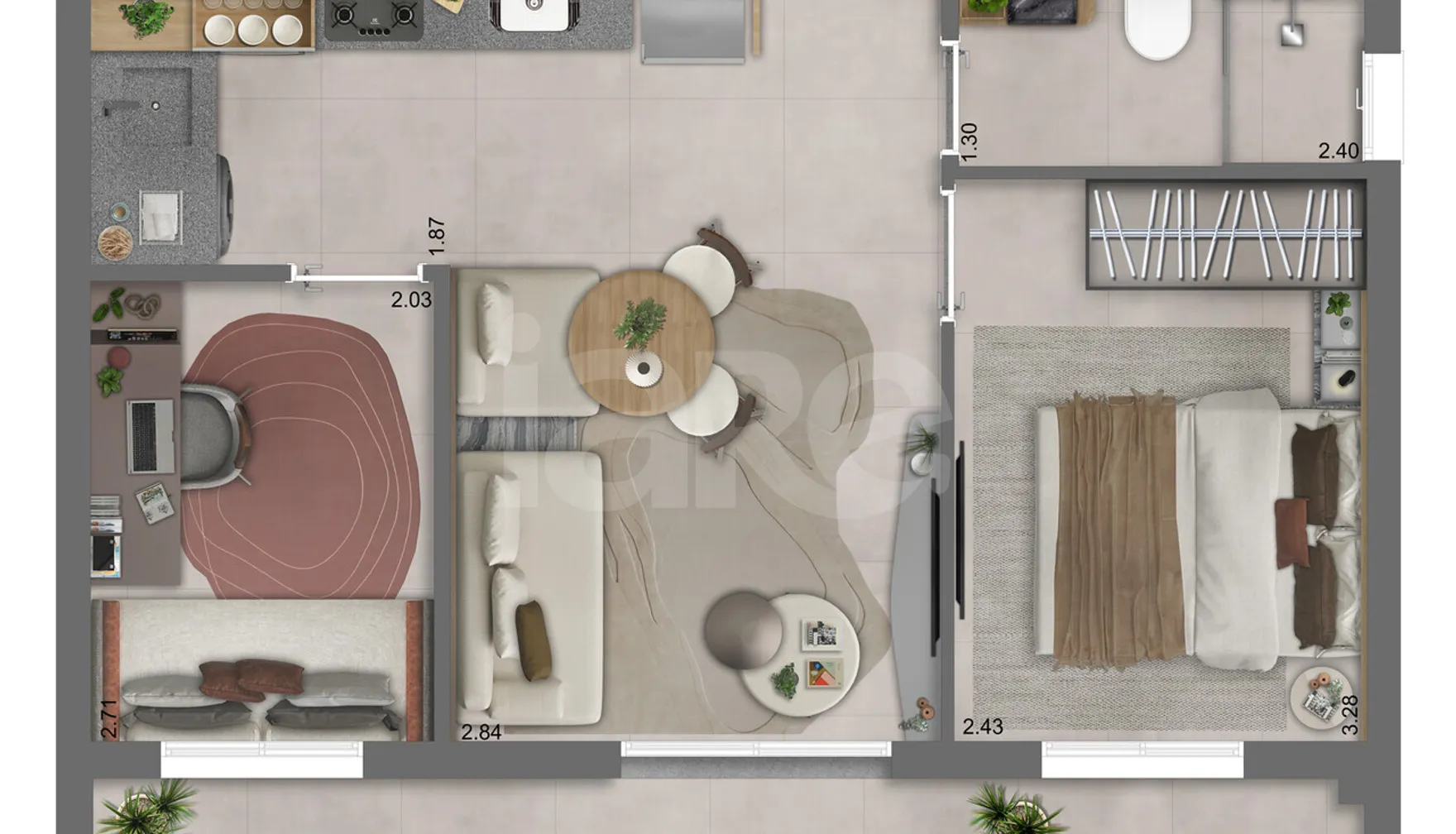 Planta — Apartamento 44,84 m²