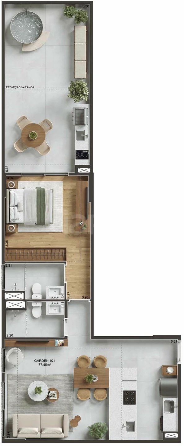 Planta — Garden 77,45 m²