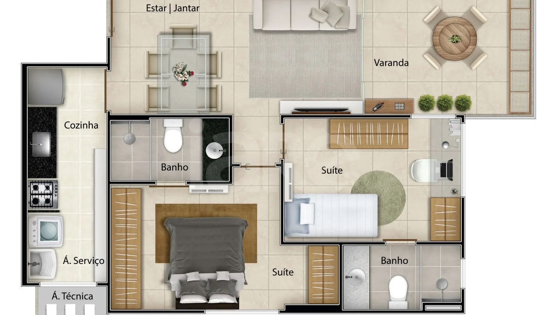 Planta — Apartamento 61,06 m²