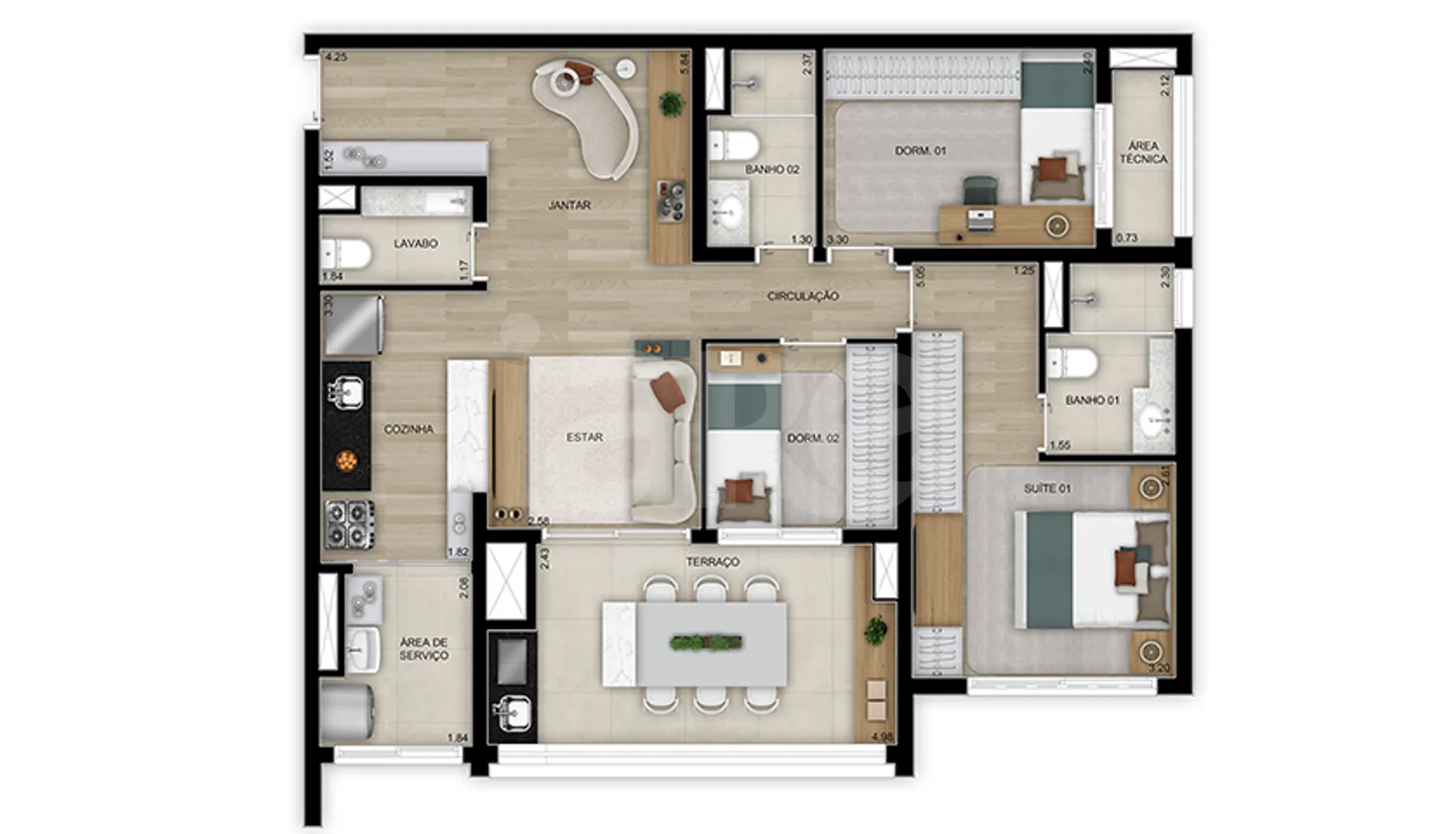 Planta — Apartamento 91,2 m²
