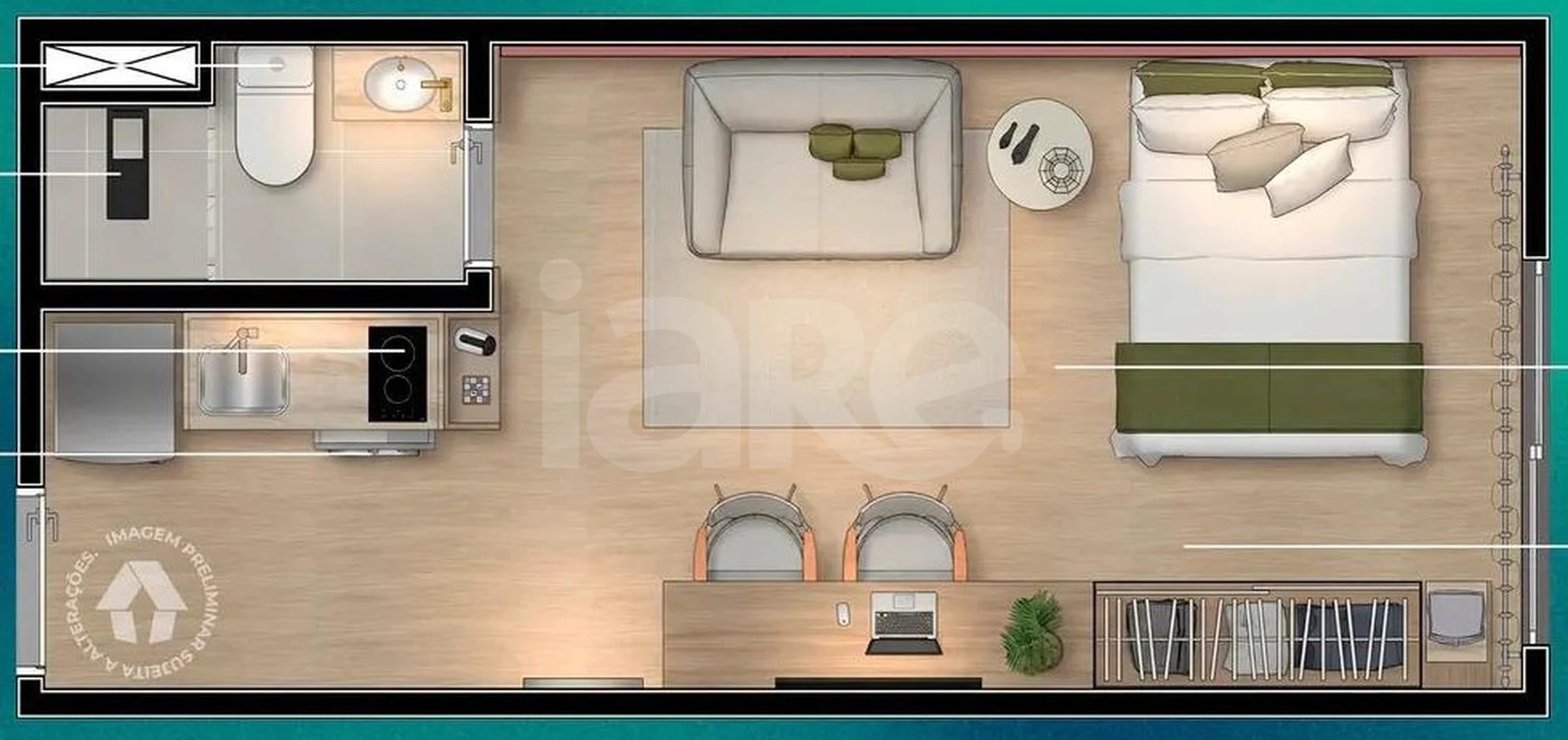 Planta — Studio 24,18 m²