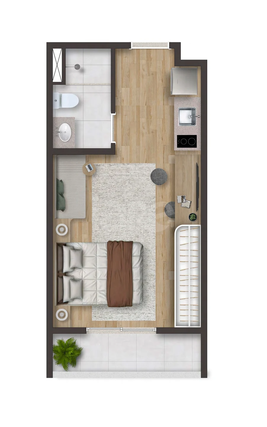 Planta — Studio 26,67 m²