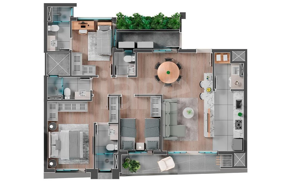Planta — Apartamento 93,24 m²