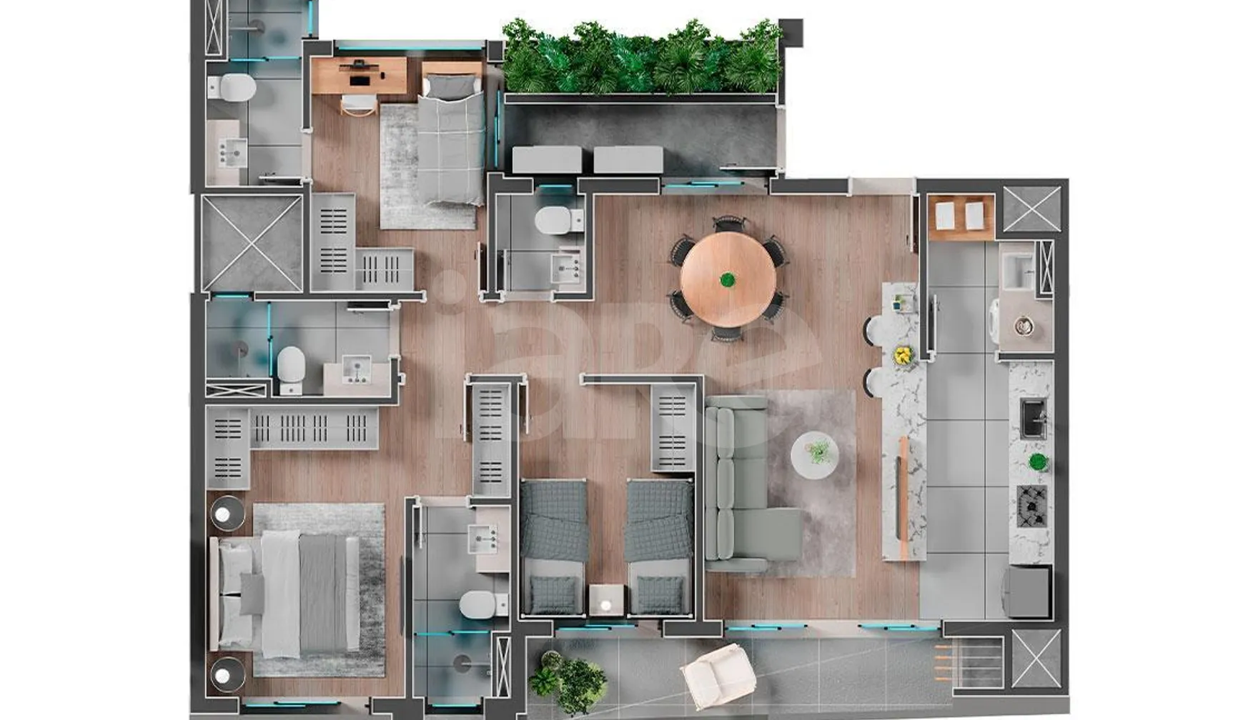 Planta — Apartamento 93,24 m²