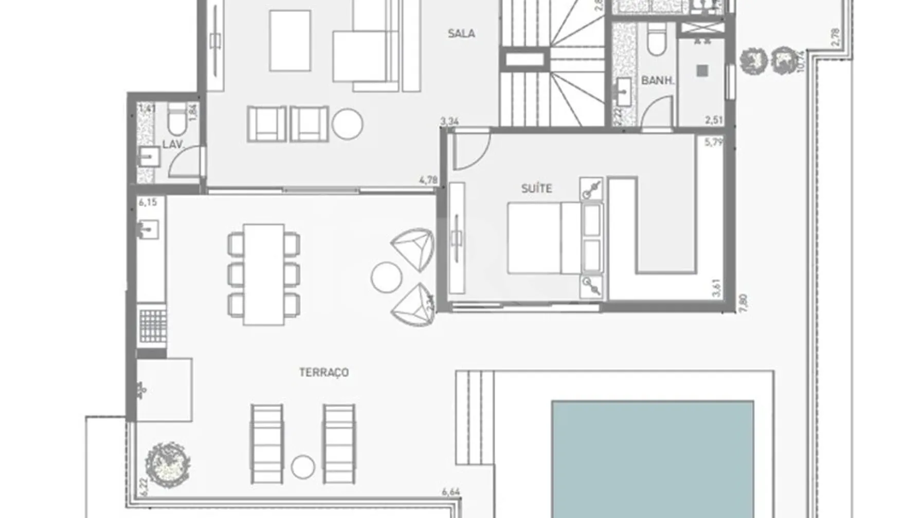 Planta — Cobertura Duplex 265,9 m²