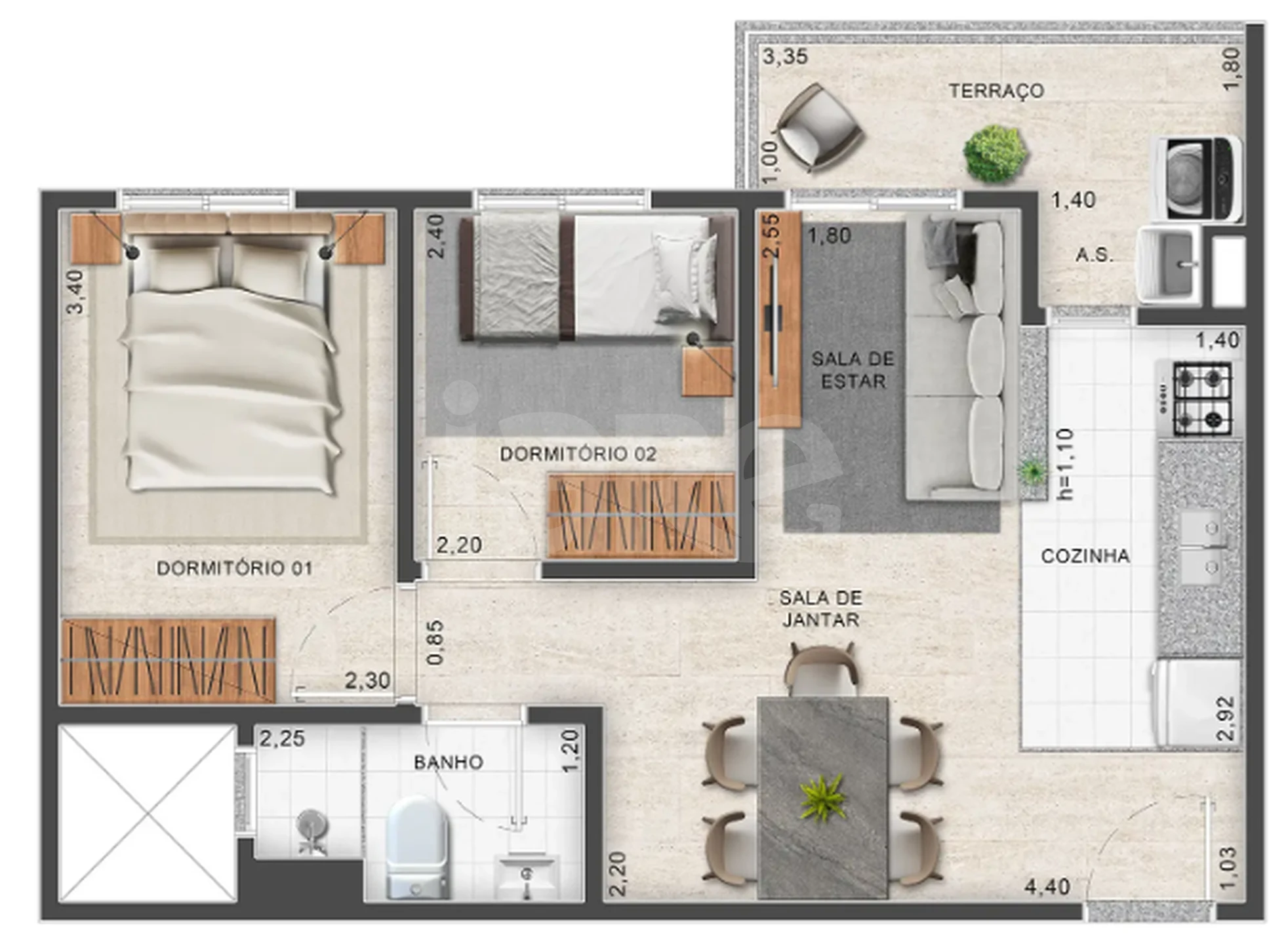 Planta — Apartamento 41,94 m²