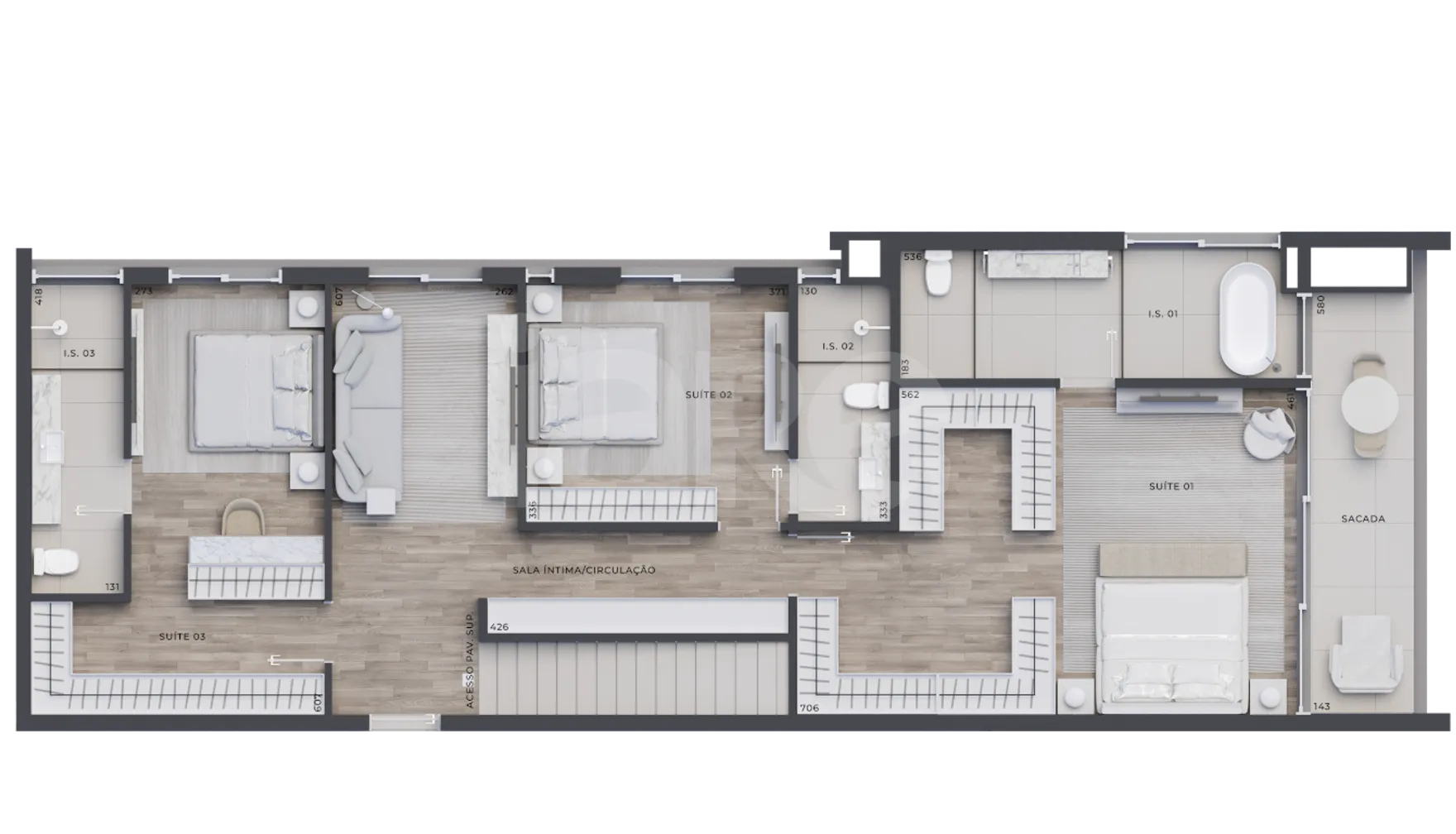 Planta — Cobertura Duplex 267,44 m²