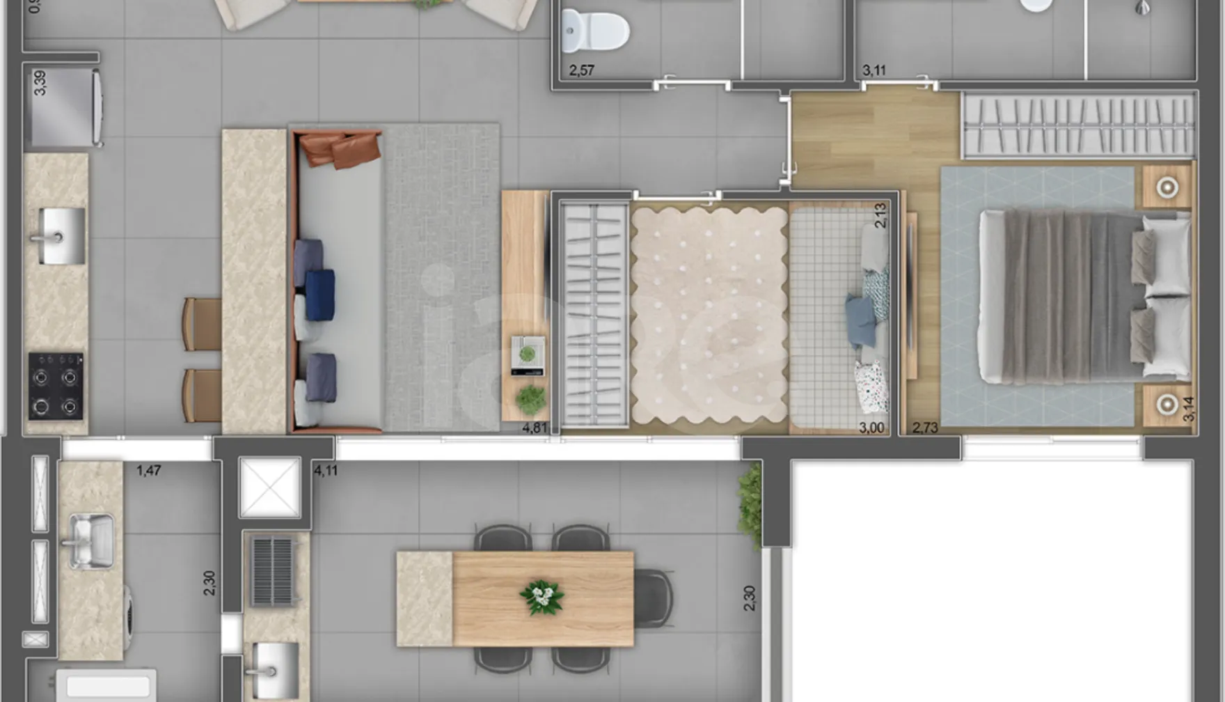 Planta — Apartamento 71,19 m²