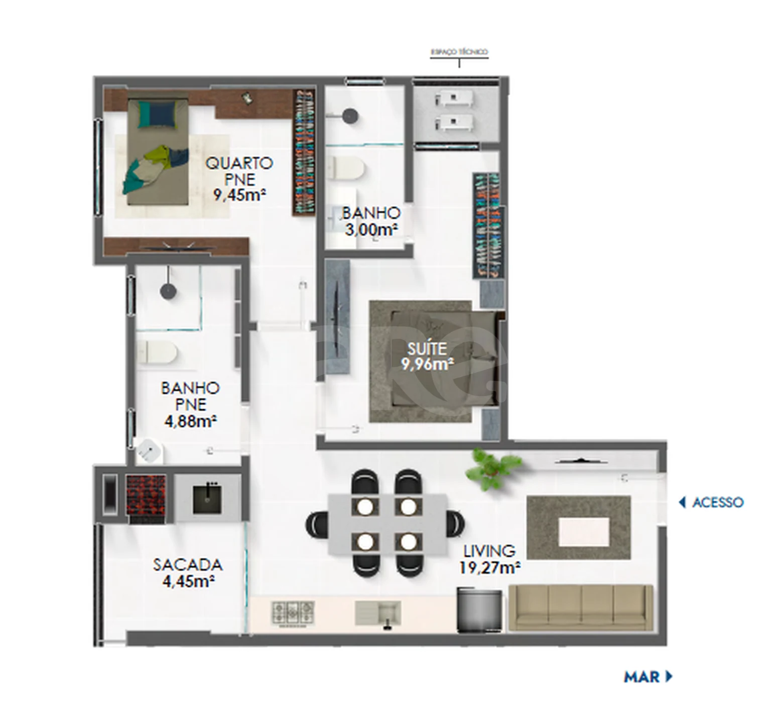 Planta — Apartamento 60 m²