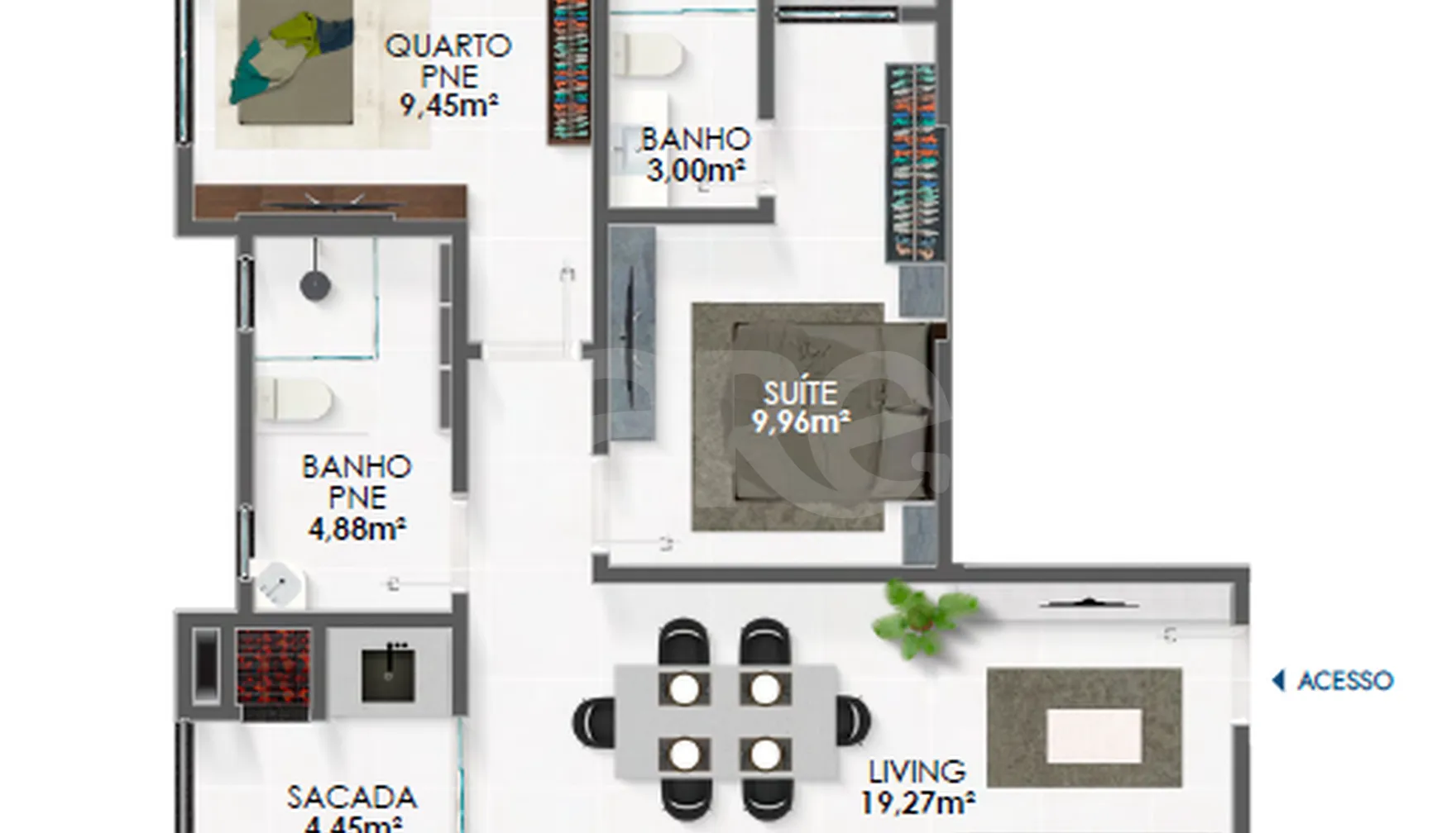 Planta — Apartamento 60 m²