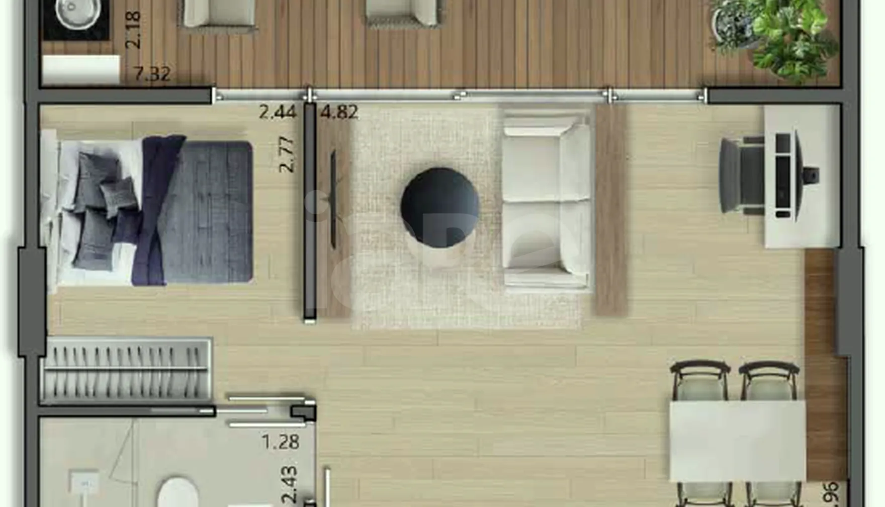 Planta — Apartamento 38,7 m²