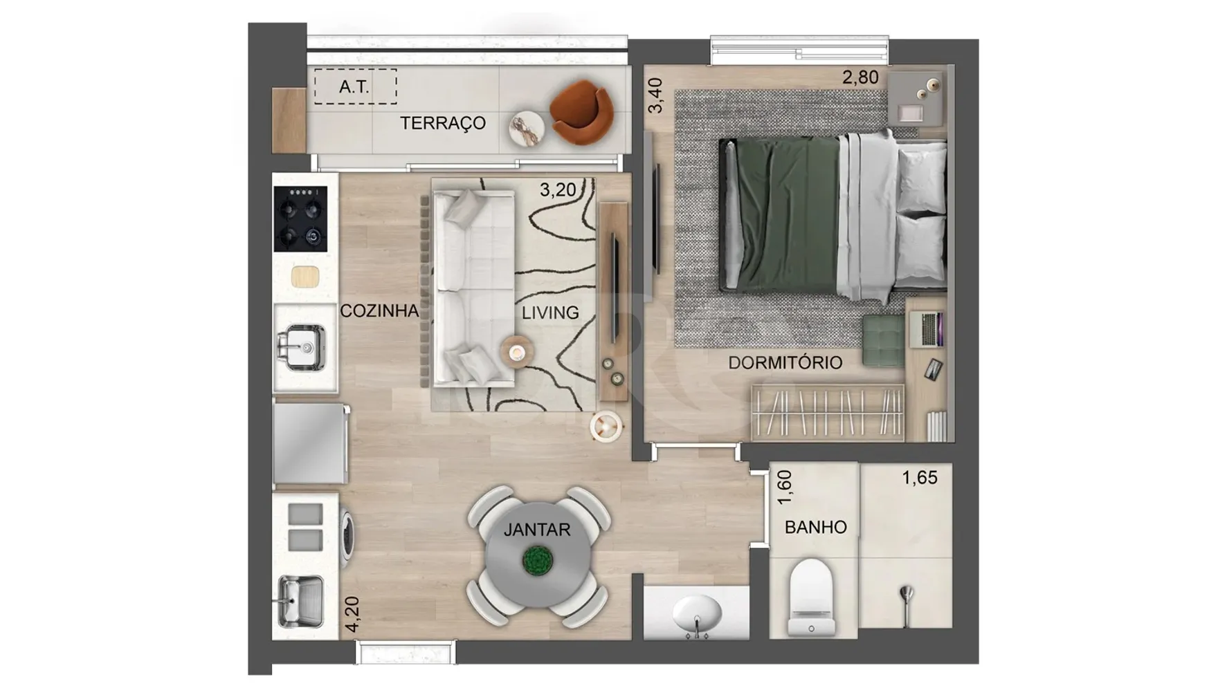 Planta — Apartamento 35,5 m²