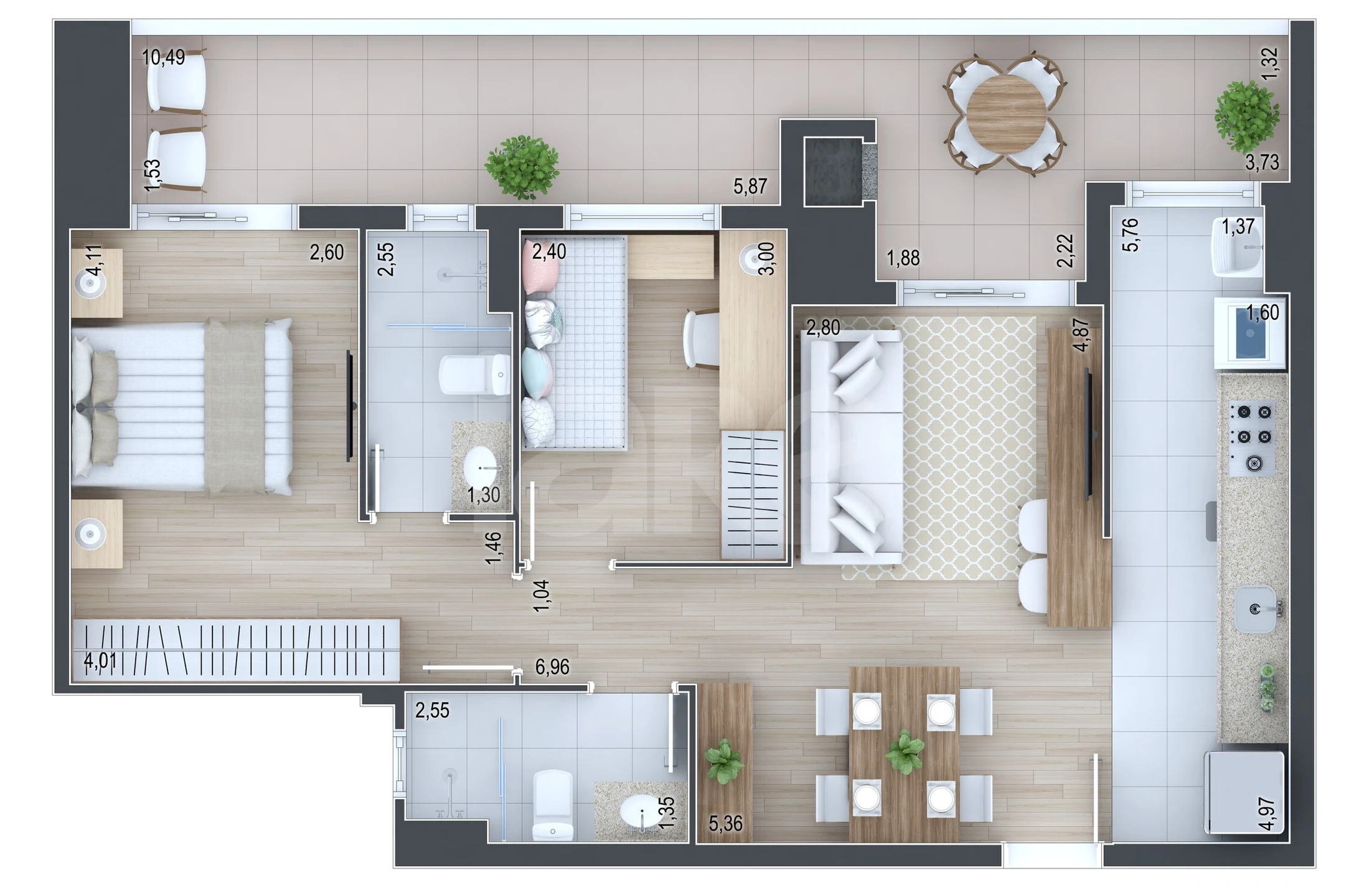 Planta — Apartamento 80,78 m²