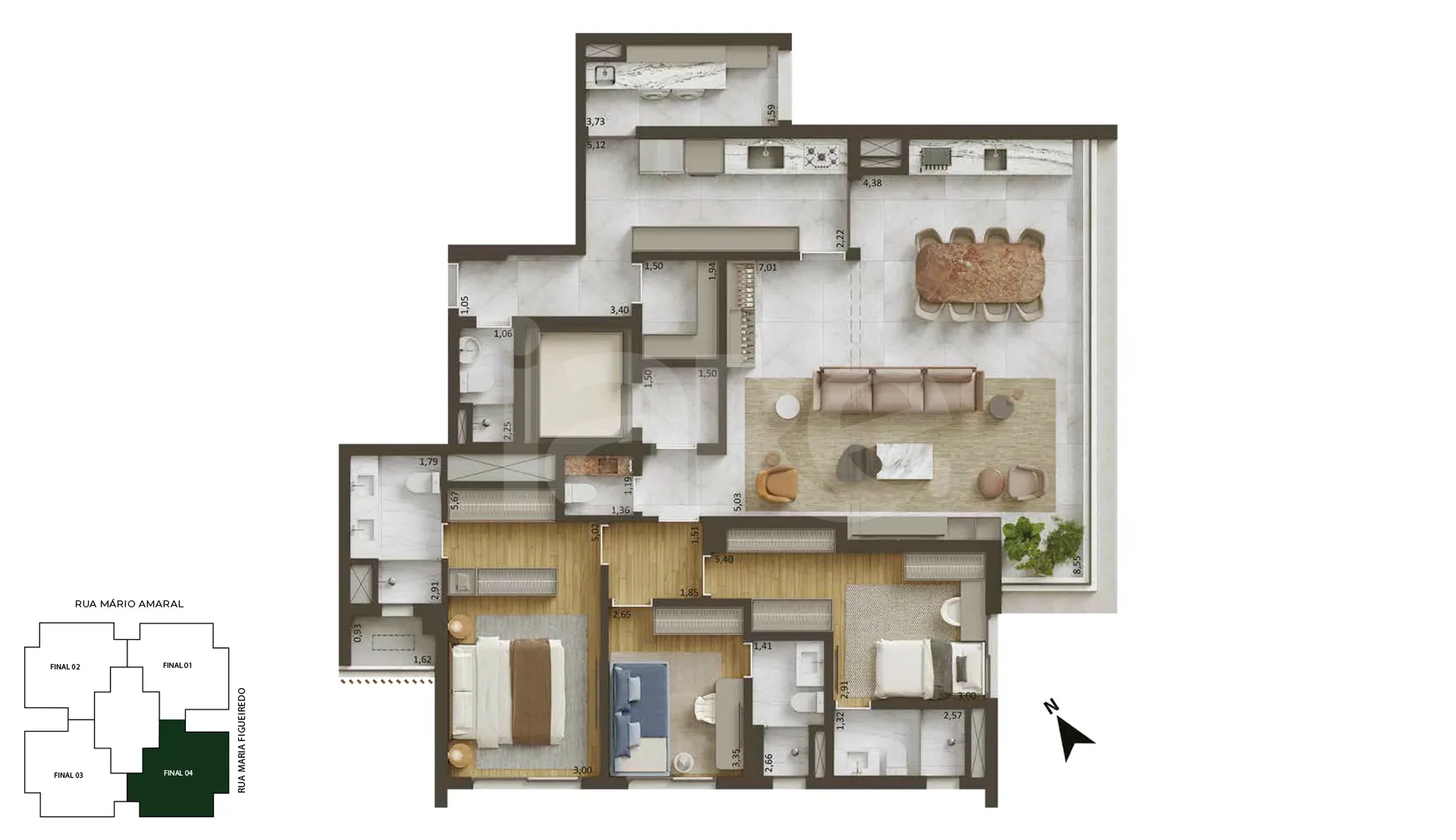 Planta — Apartamento 163,67 m²
