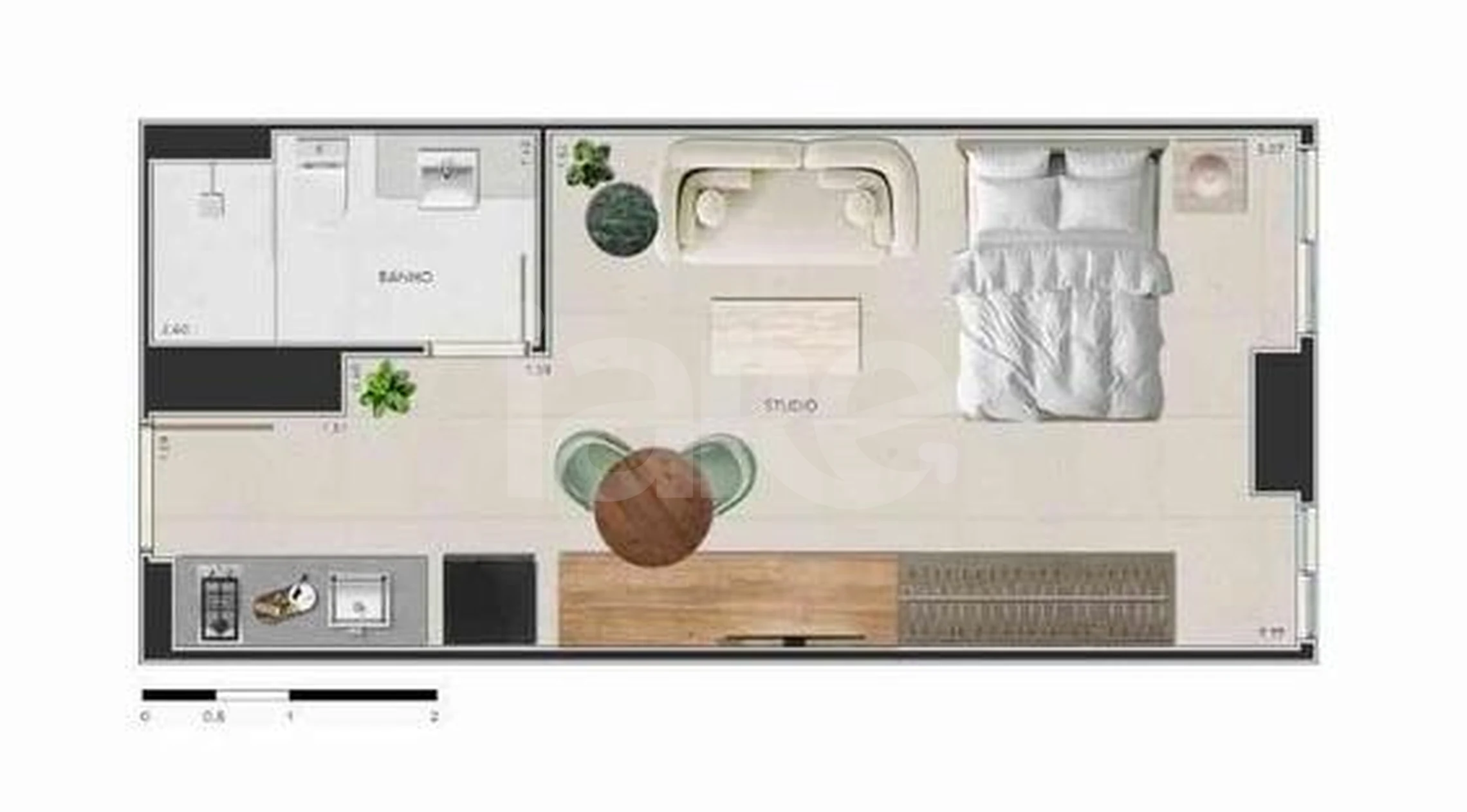 Planta — Studio 35,5 m²
