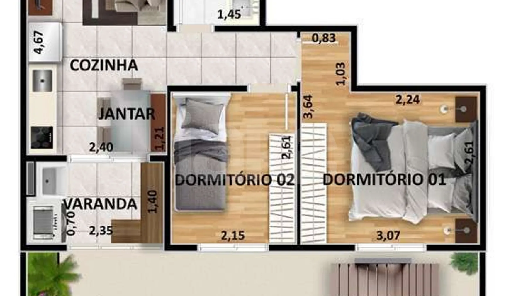 Planta — Garden 61,87 m²