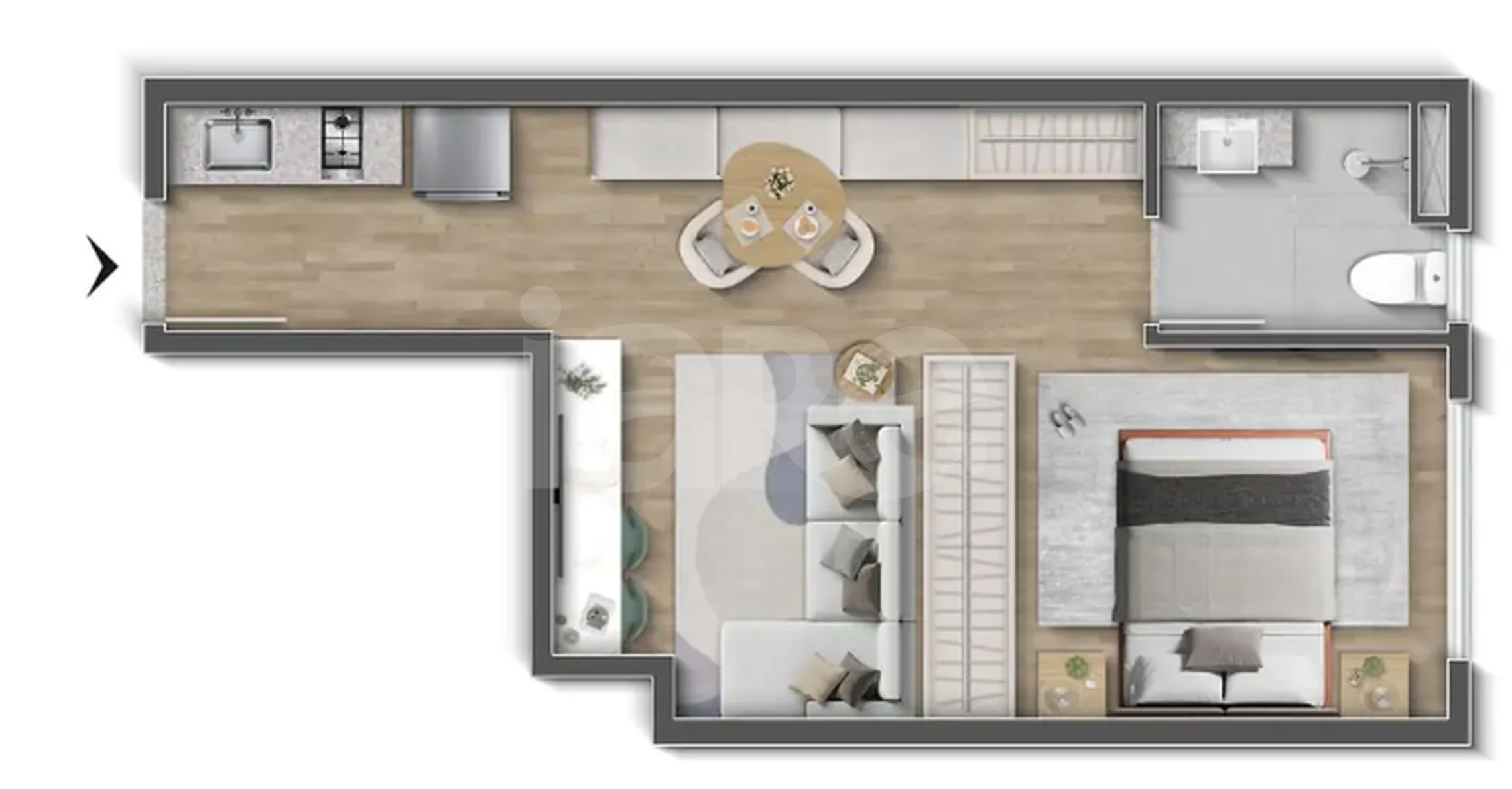 Planta — Studio 30,46 m²