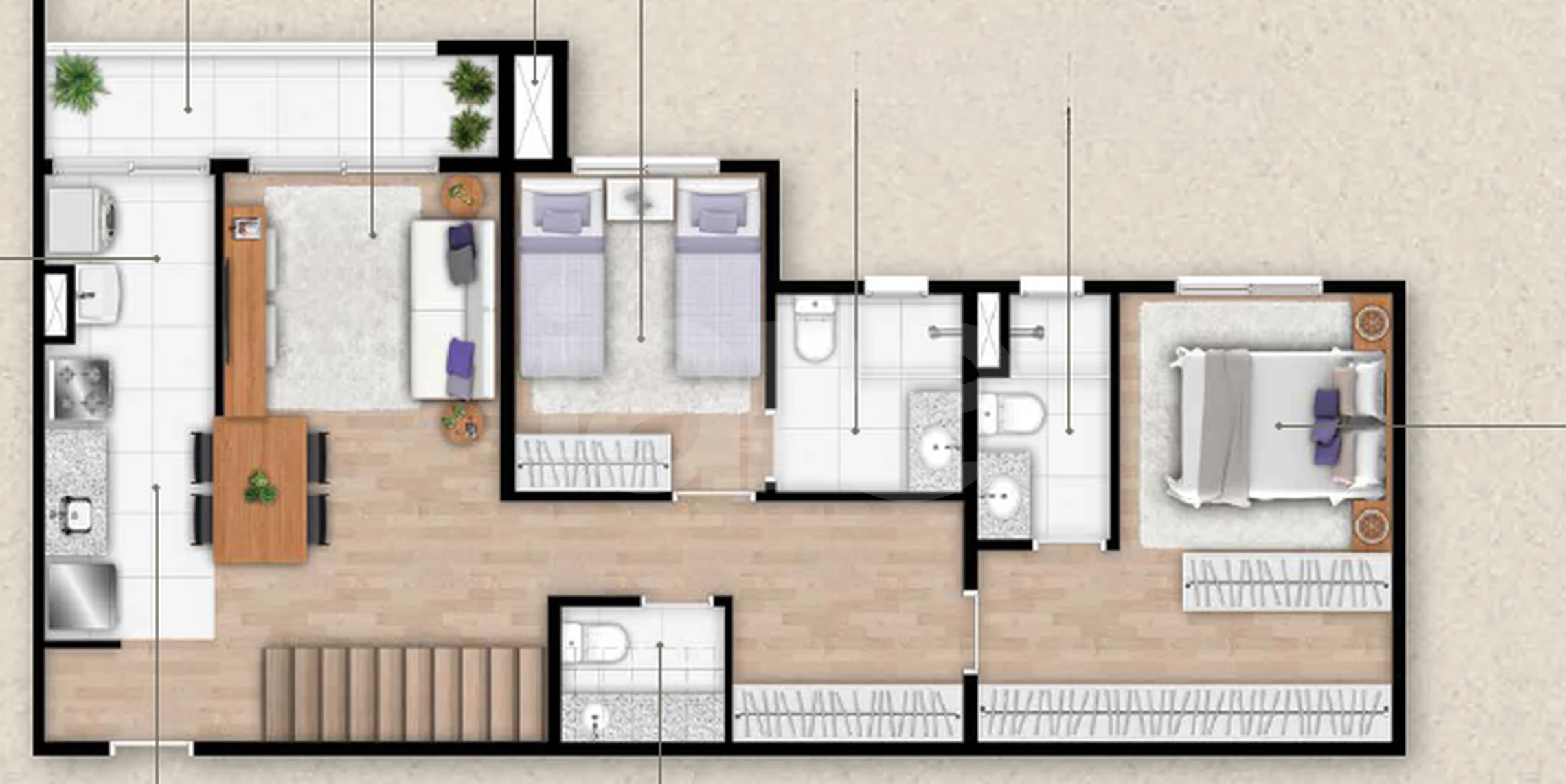 Planta — Cobertura Duplex 130,74 m²