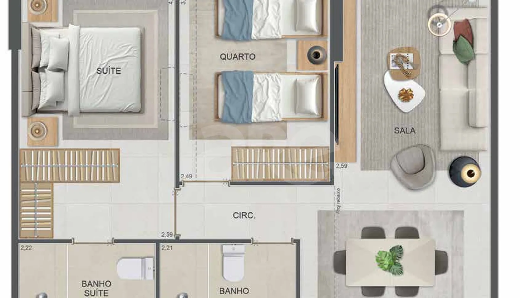 Planta — Apartamento 71,94 m²