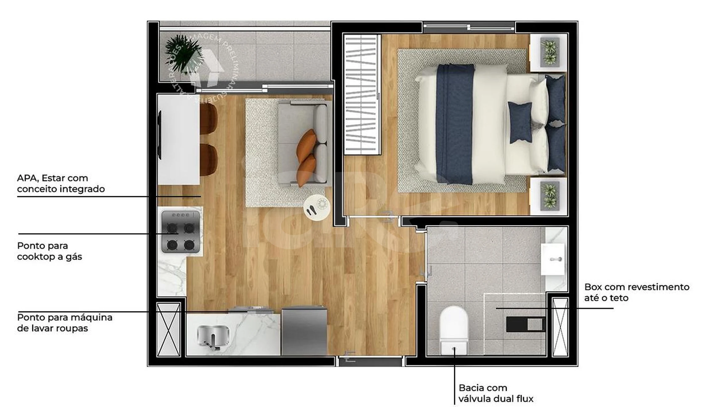 Planta — Apartamento 24,37 m²