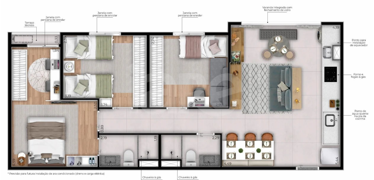 Planta — Apartamento 70,87 m²