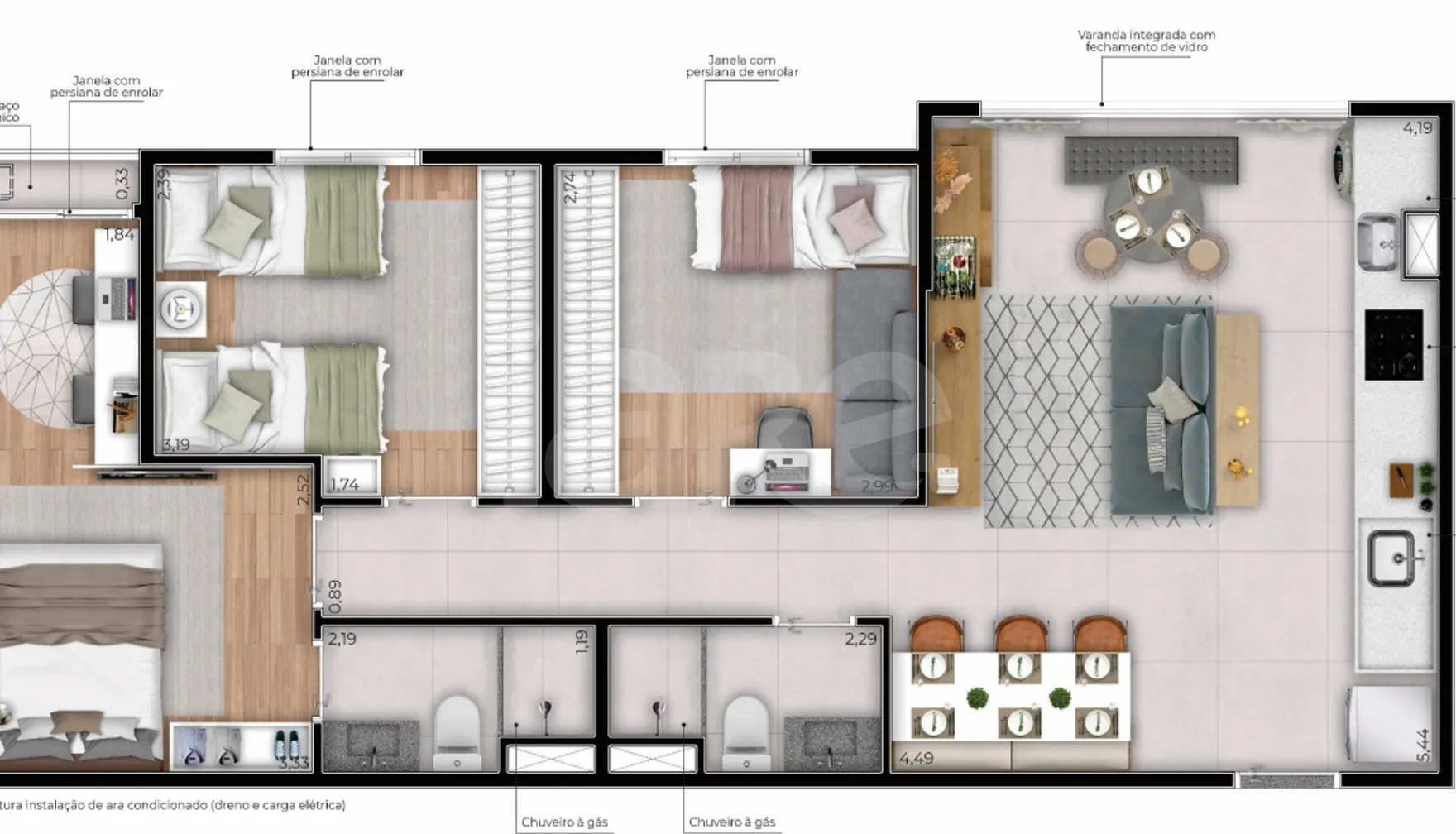 Planta — Apartamento 70,87 m²