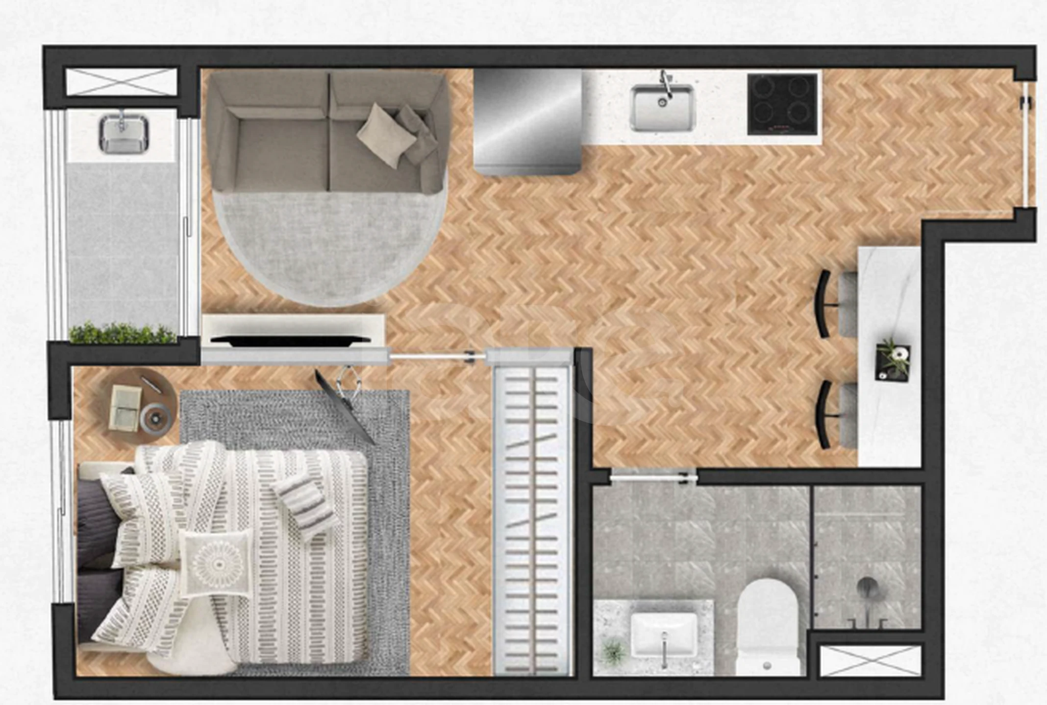 Planta — Studio 24 m²