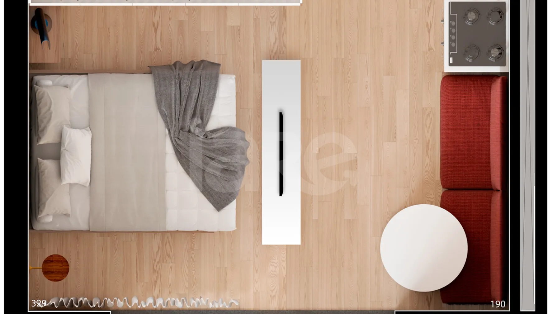 Planta — Studio 33,63 m²